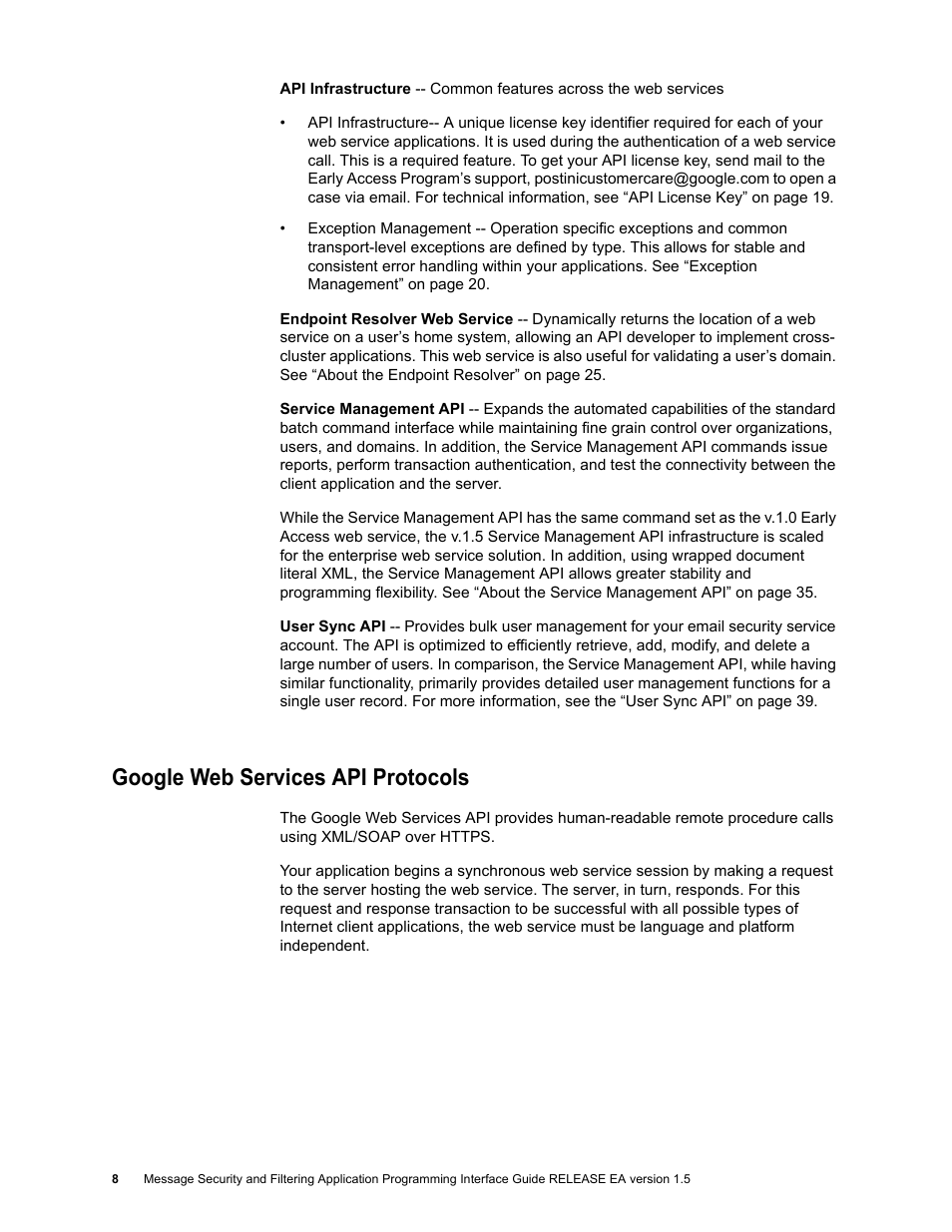Google web services api protocols | Google Apps Security and Compliance Services Web Services Application Programming Interface Guide, Early Access Version 1.5 User Manual | Page 11 / 70