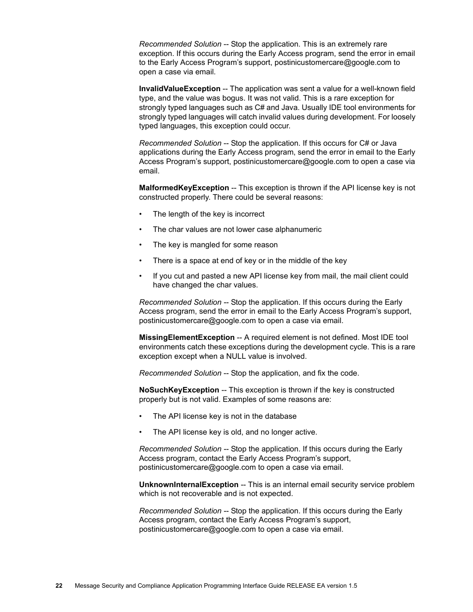 Google Apps Security and Compliance Services Web Services Application Programming Interface Guide, Early Access Version 1.5 User Manual | Page 25 / 70