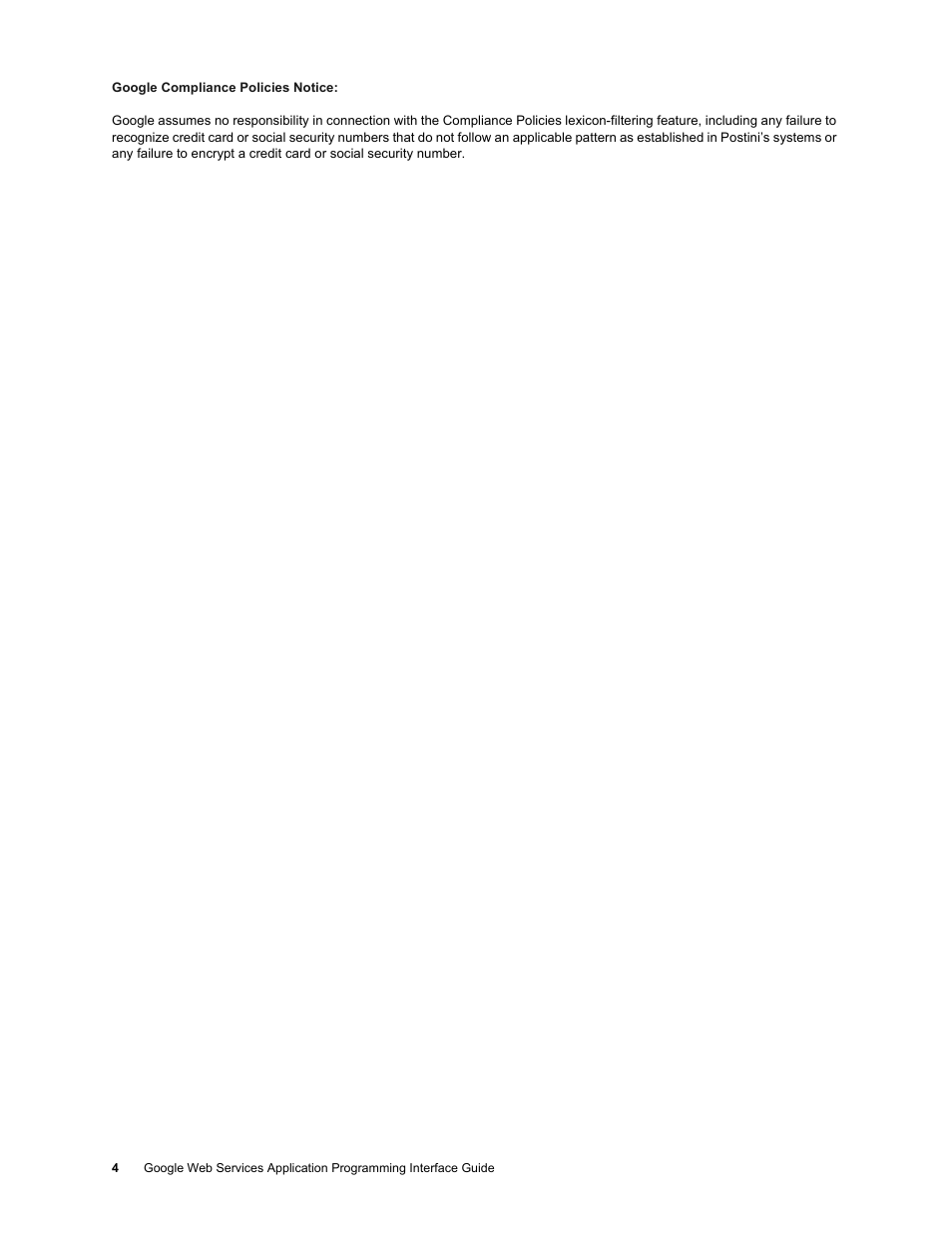 Google Apps Security and Compliance Services Web Services Application Programming Interface Guide, Early Access Version 1.5 User Manual | Page 4 / 70