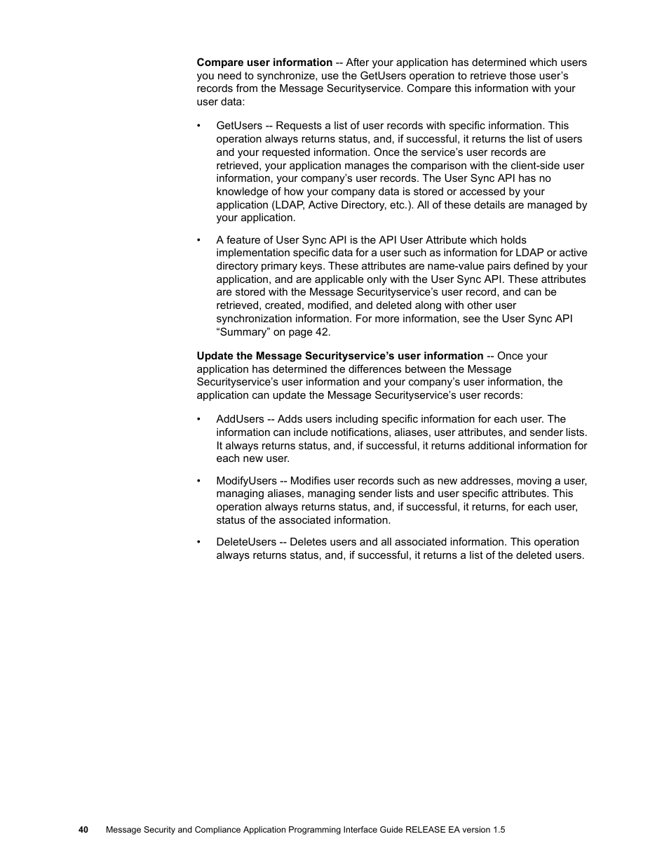 Google Apps Security and Compliance Services Web Services Application Programming Interface Guide, Early Access Version 1.5 User Manual | Page 42 / 70