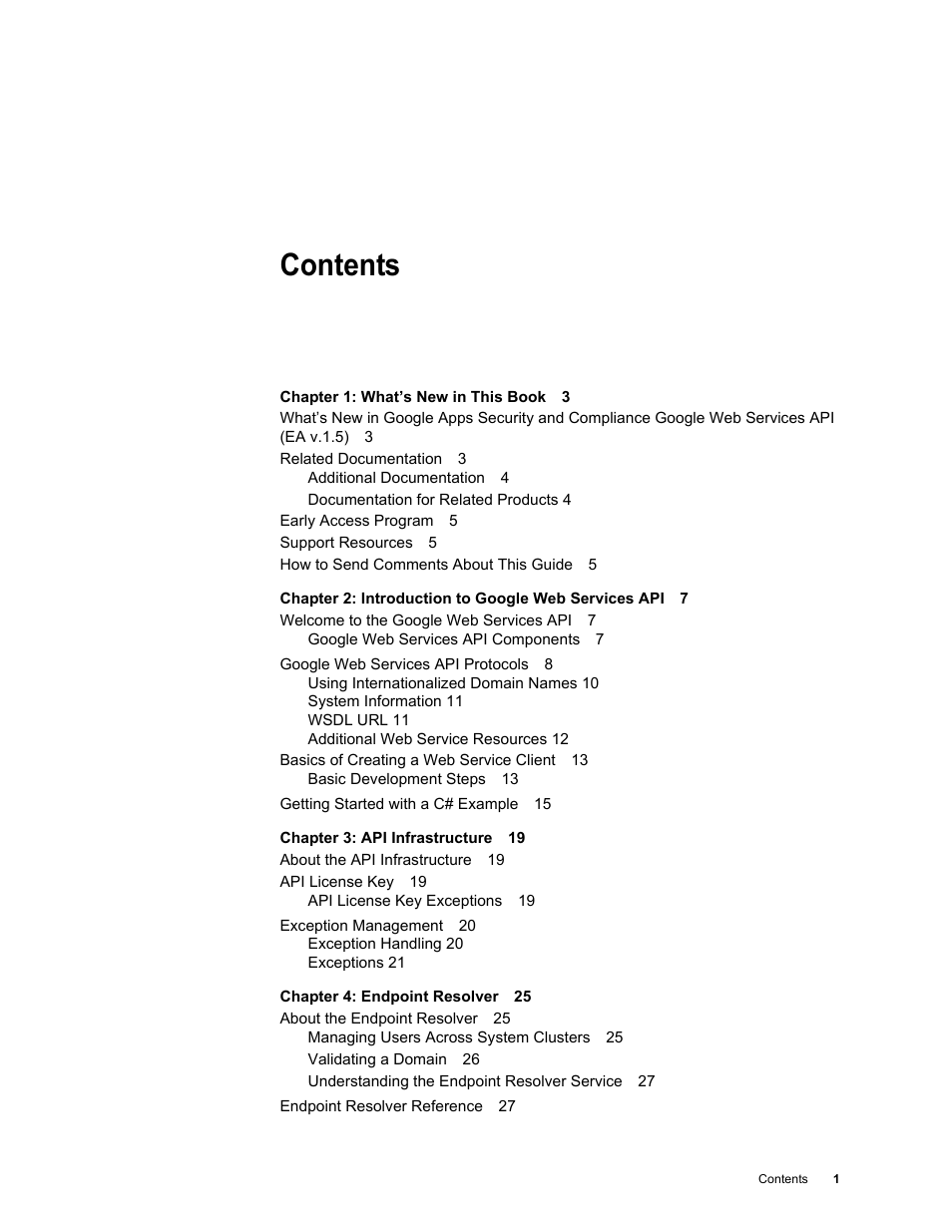 Google Apps Security and Compliance Services Web Services Application Programming Interface Guide, Early Access Version 1.5 User Manual | Page 5 / 70