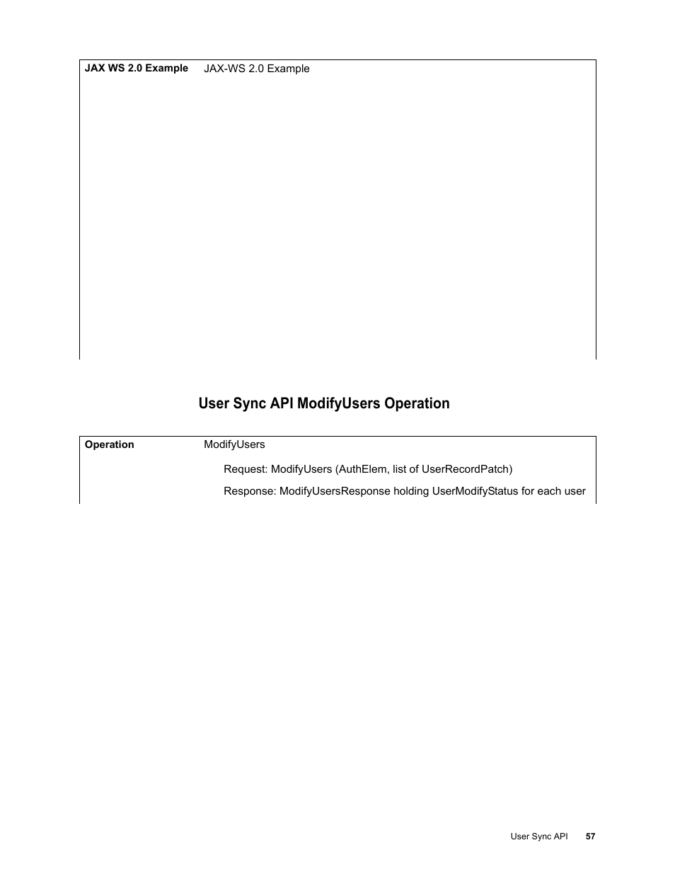 User sync api modifyusers operation, User sync api modifyusers operation 57 | Google Apps Security and Compliance Services Web Services Application Programming Interface Guide, Early Access Version 1.5 User Manual | Page 59 / 70