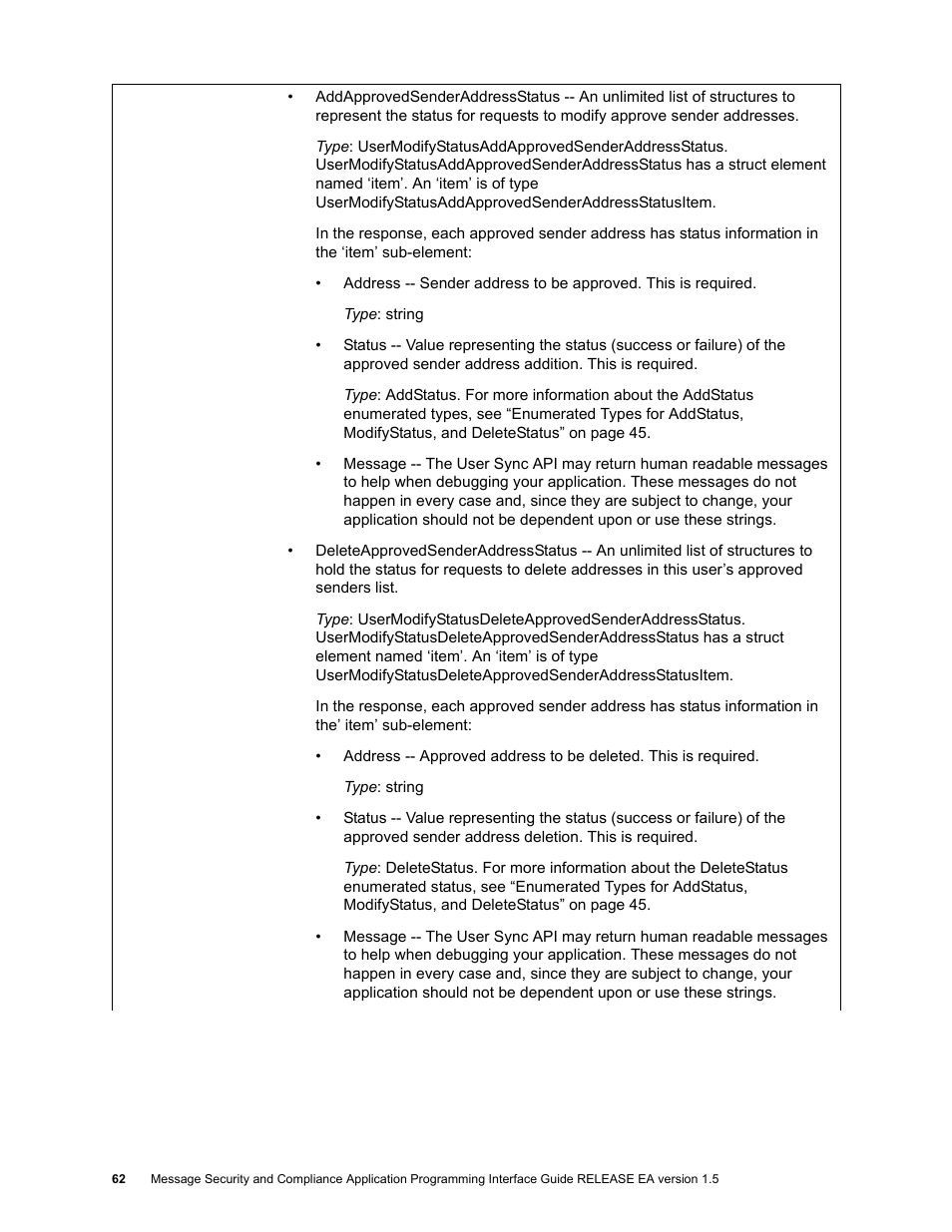 Google Apps Security and Compliance Services Web Services Application Programming Interface Guide, Early Access Version 1.5 User Manual | Page 64 / 70