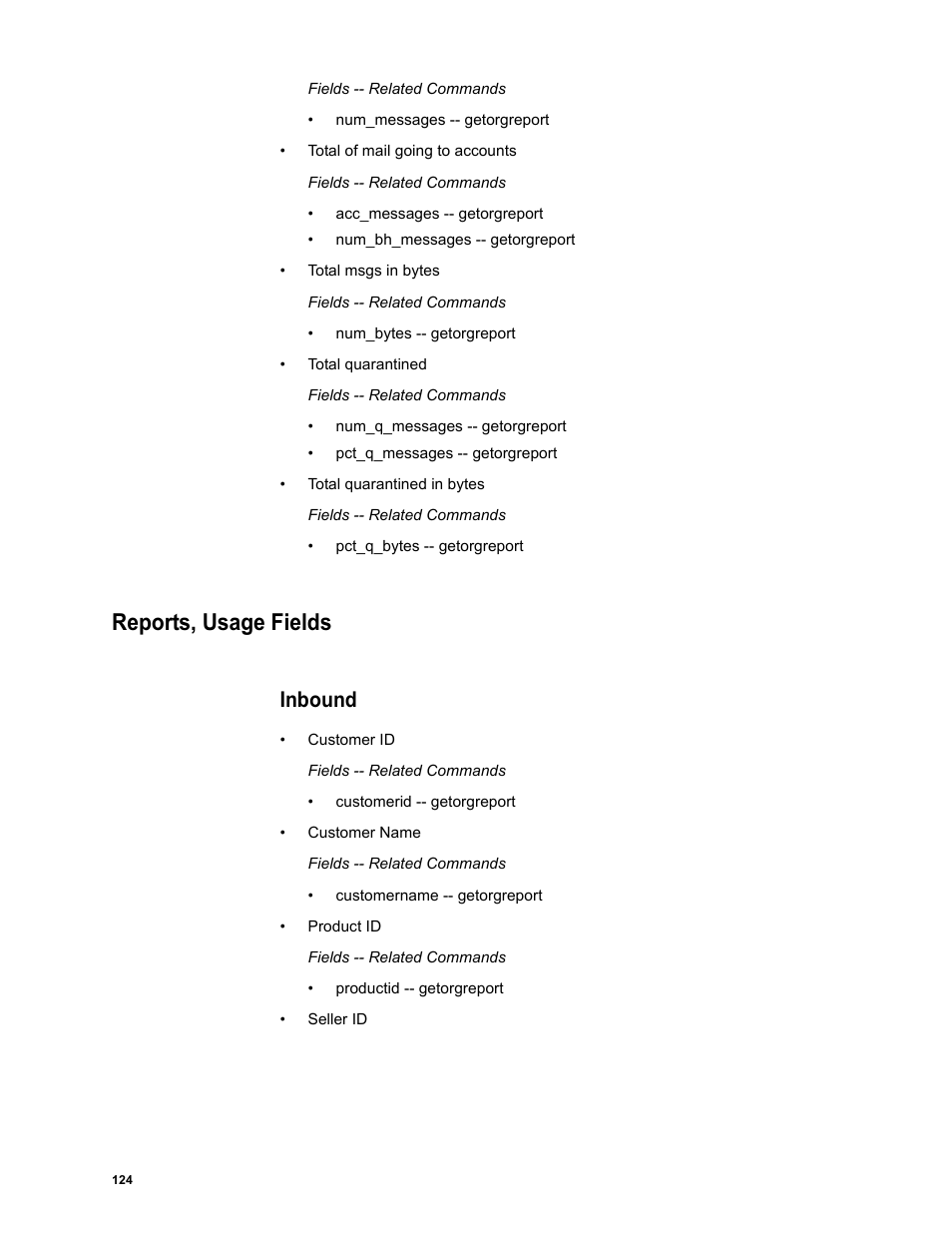 Reports, usage fields, Inbound | Google Message Security Batch Reference Guide User Manual | Page 121 / 561