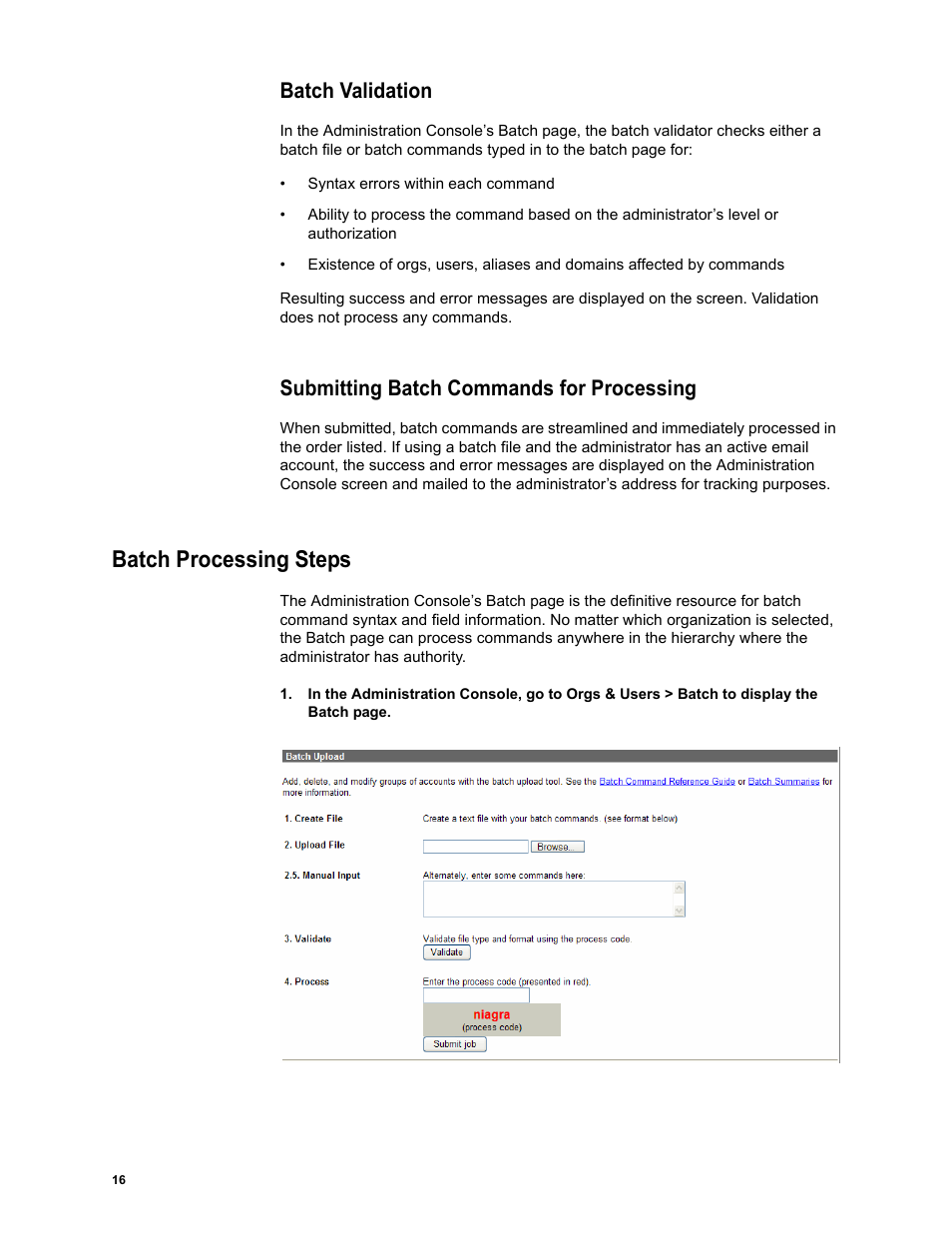 Batch validation, Submitting batch commands for processing, Batch processing steps | Google Message Security Batch Reference Guide User Manual | Page 15 / 561