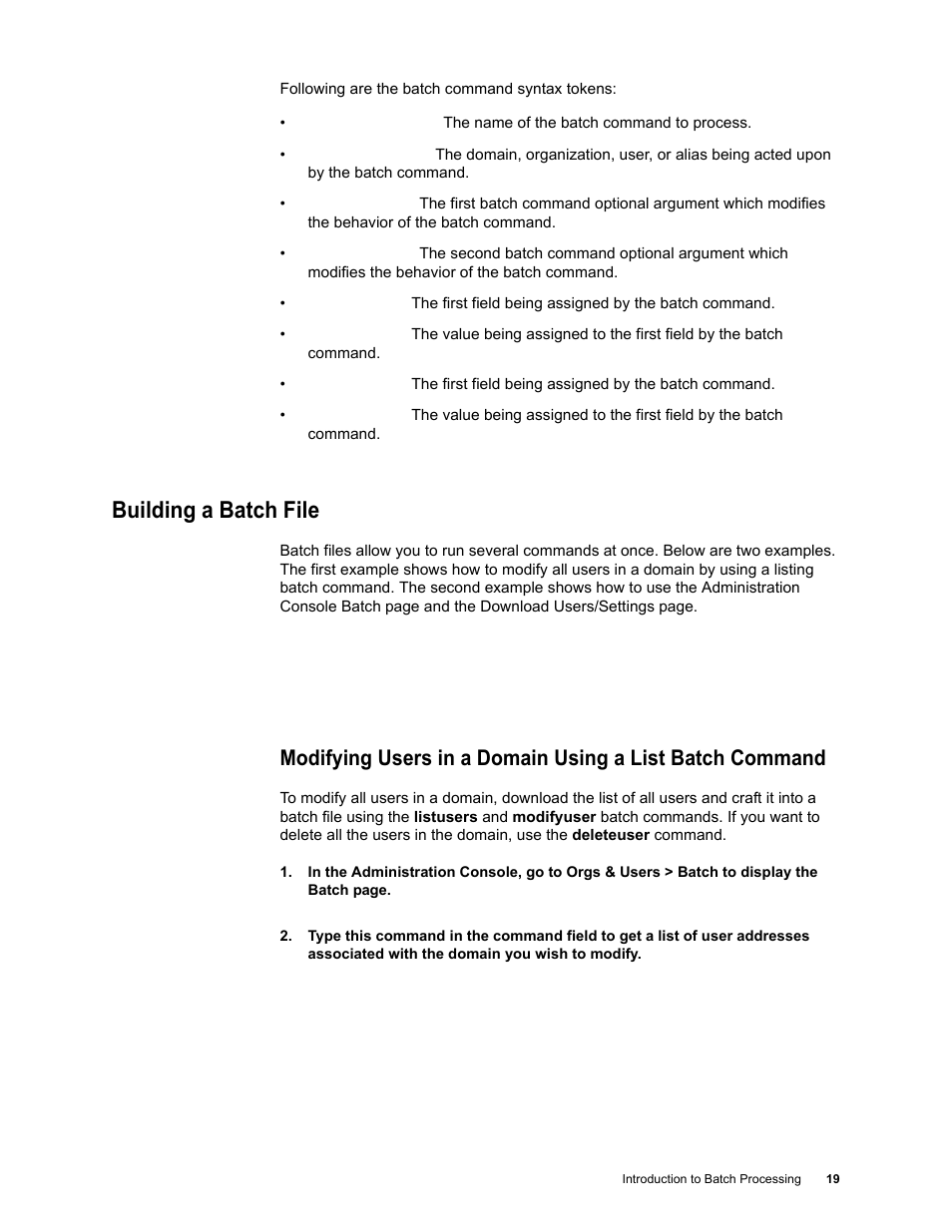 Building a batch file | Google Message Security Batch Reference Guide User Manual | Page 18 / 561