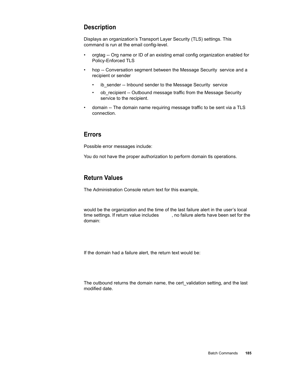 Description, Errors, Return values | Google Message Security Batch Reference Guide User Manual | Page 182 / 561