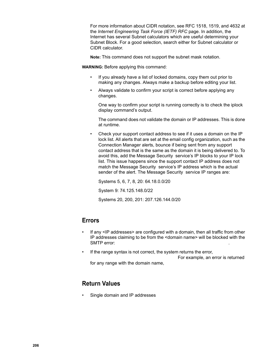 Errors, Return values | Google Message Security Batch Reference Guide User Manual | Page 203 / 561