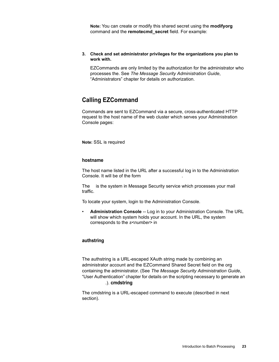 Calling ezcommand | Google Message Security Batch Reference Guide User Manual | Page 22 / 561