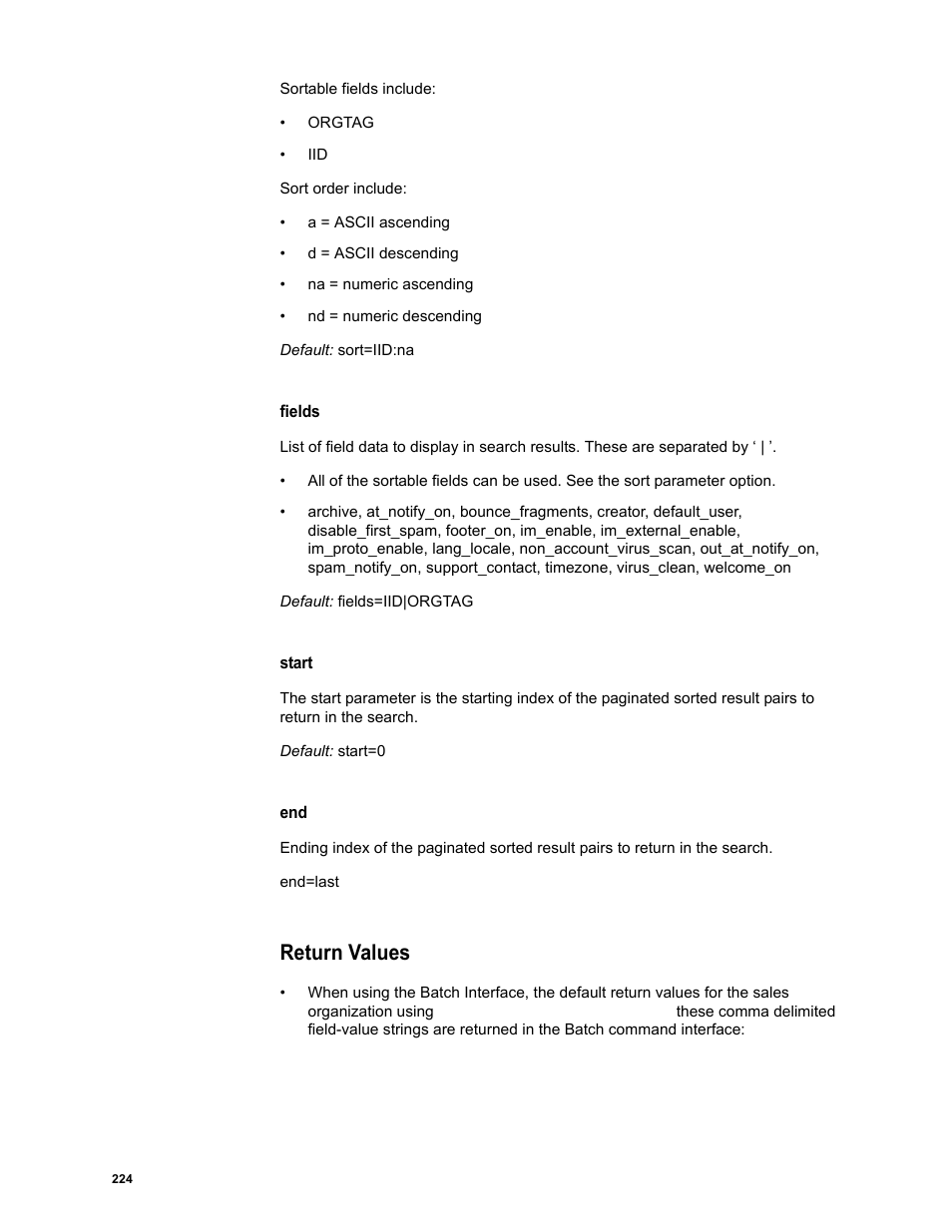 Return values | Google Message Security Batch Reference Guide User Manual | Page 221 / 561