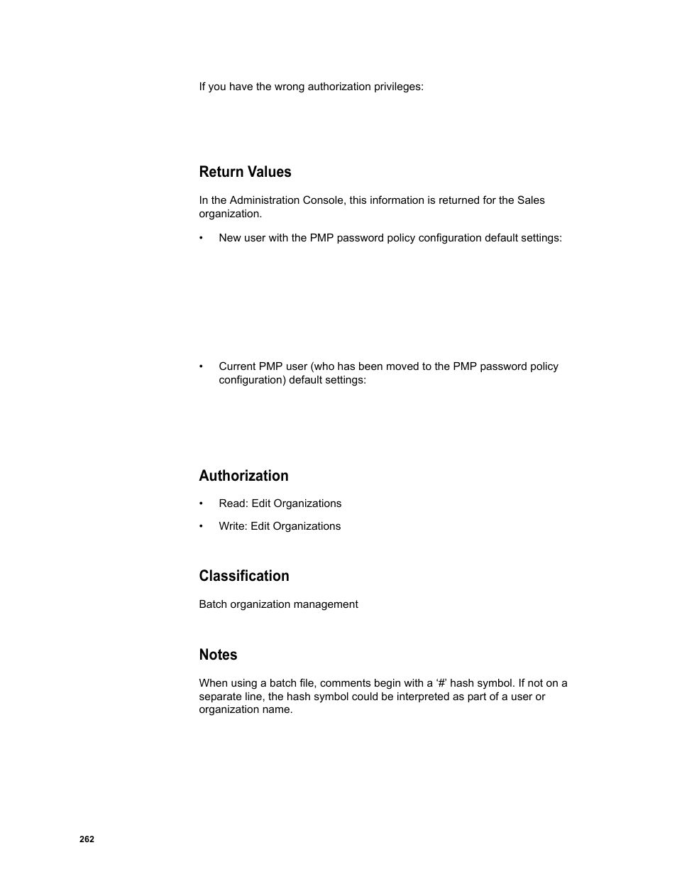 Return values, Authorization, Classification | Notes | Google Message Security Batch Reference Guide User Manual | Page 259 / 561