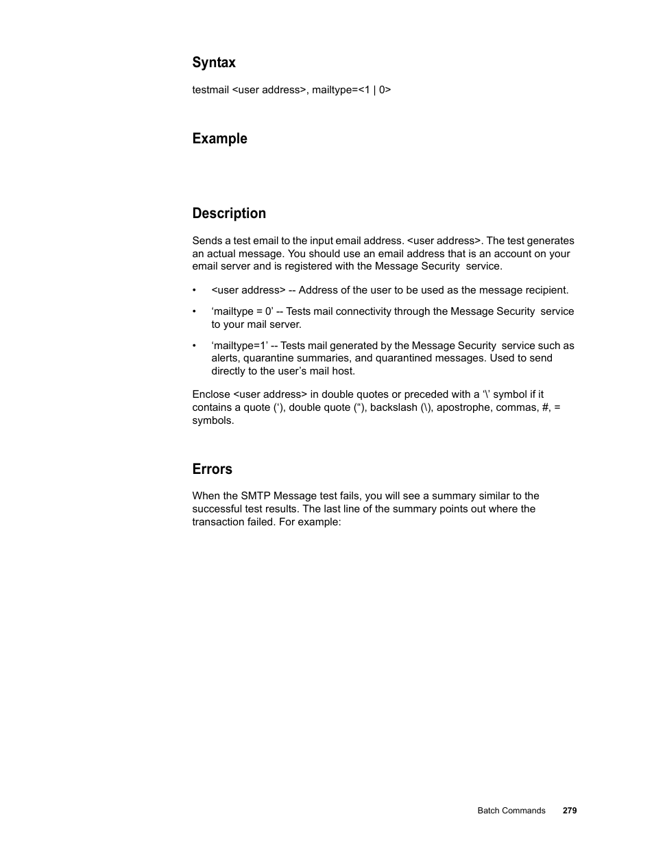 Syntax, Example, Description | Errors | Google Message Security Batch Reference Guide User Manual | Page 276 / 561