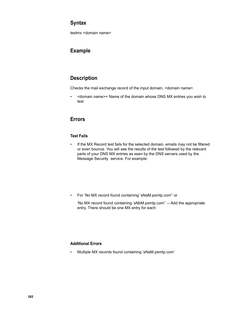 Syntax, Example, Description | Errors | Google Message Security Batch Reference Guide User Manual | Page 279 / 561