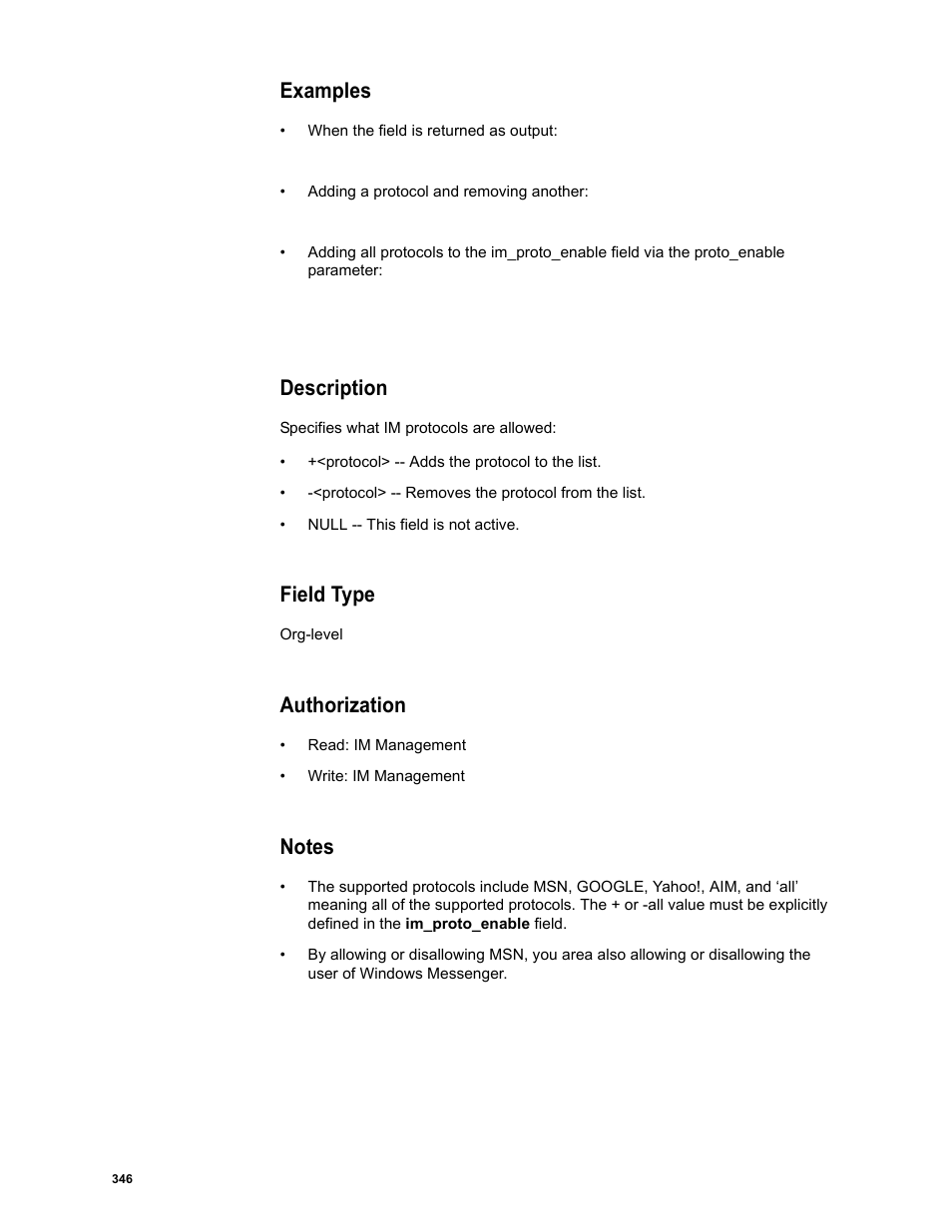 Examples, Description, Field type | Authorization, Notes | Google Message Security Batch Reference Guide User Manual | Page 334 / 561