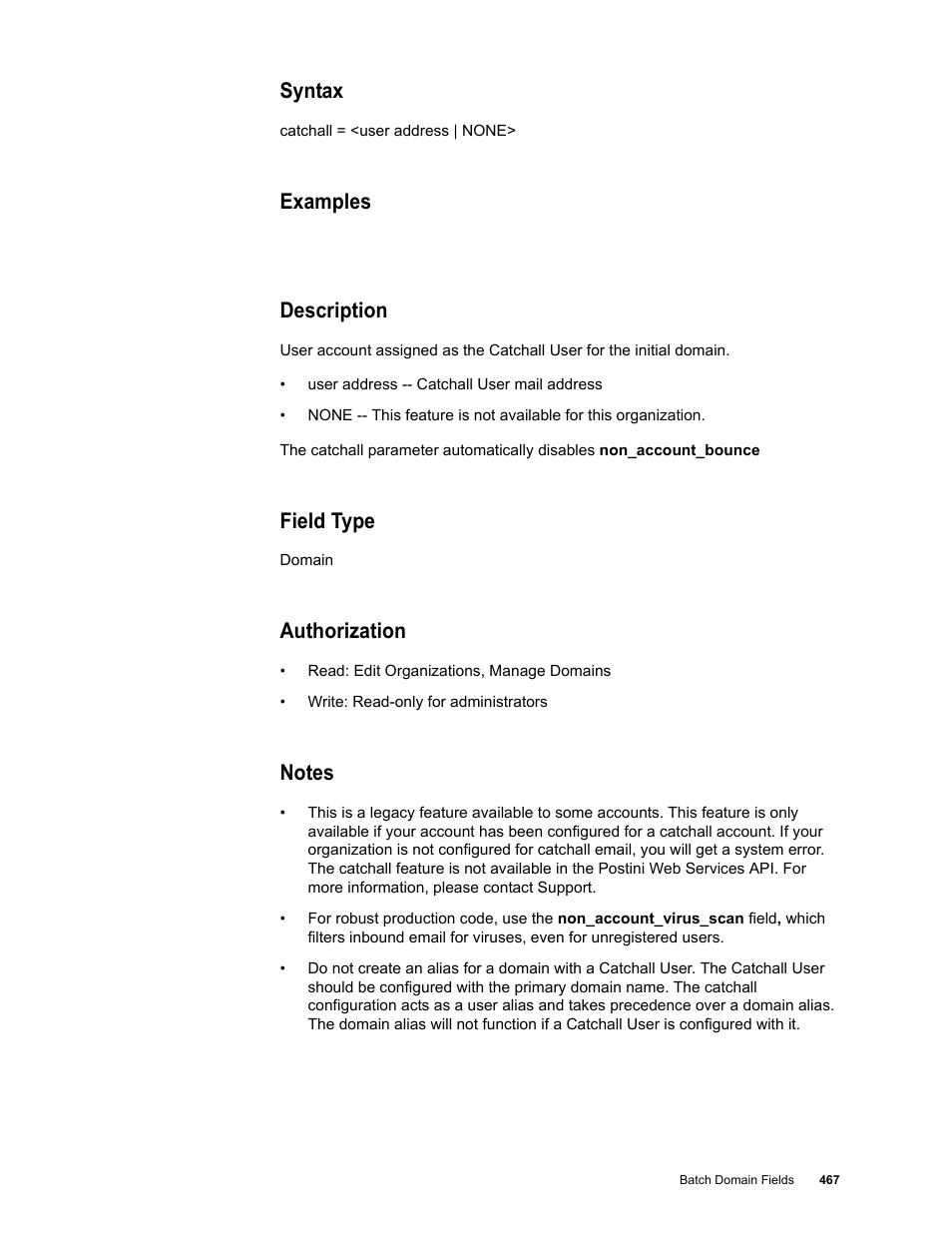 Syntax, Examples, Description | Field type, Authorization, Notes | Google Message Security Batch Reference Guide User Manual | Page 455 / 561