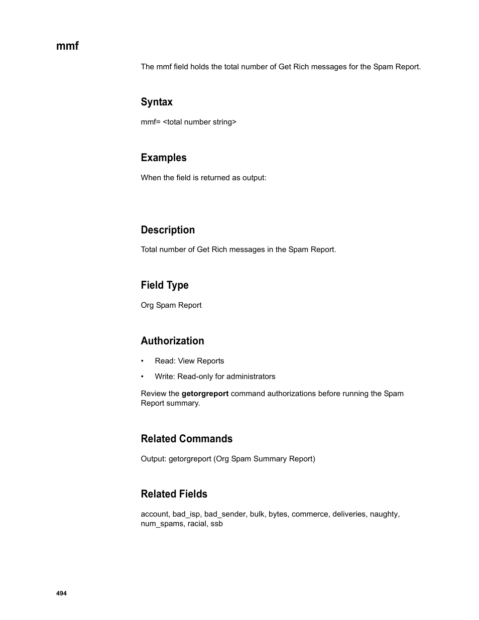 Syntax, Examples, Description | Field type, Authorization, Related commands, Related fields | Google Message Security Batch Reference Guide User Manual | Page 482 / 561