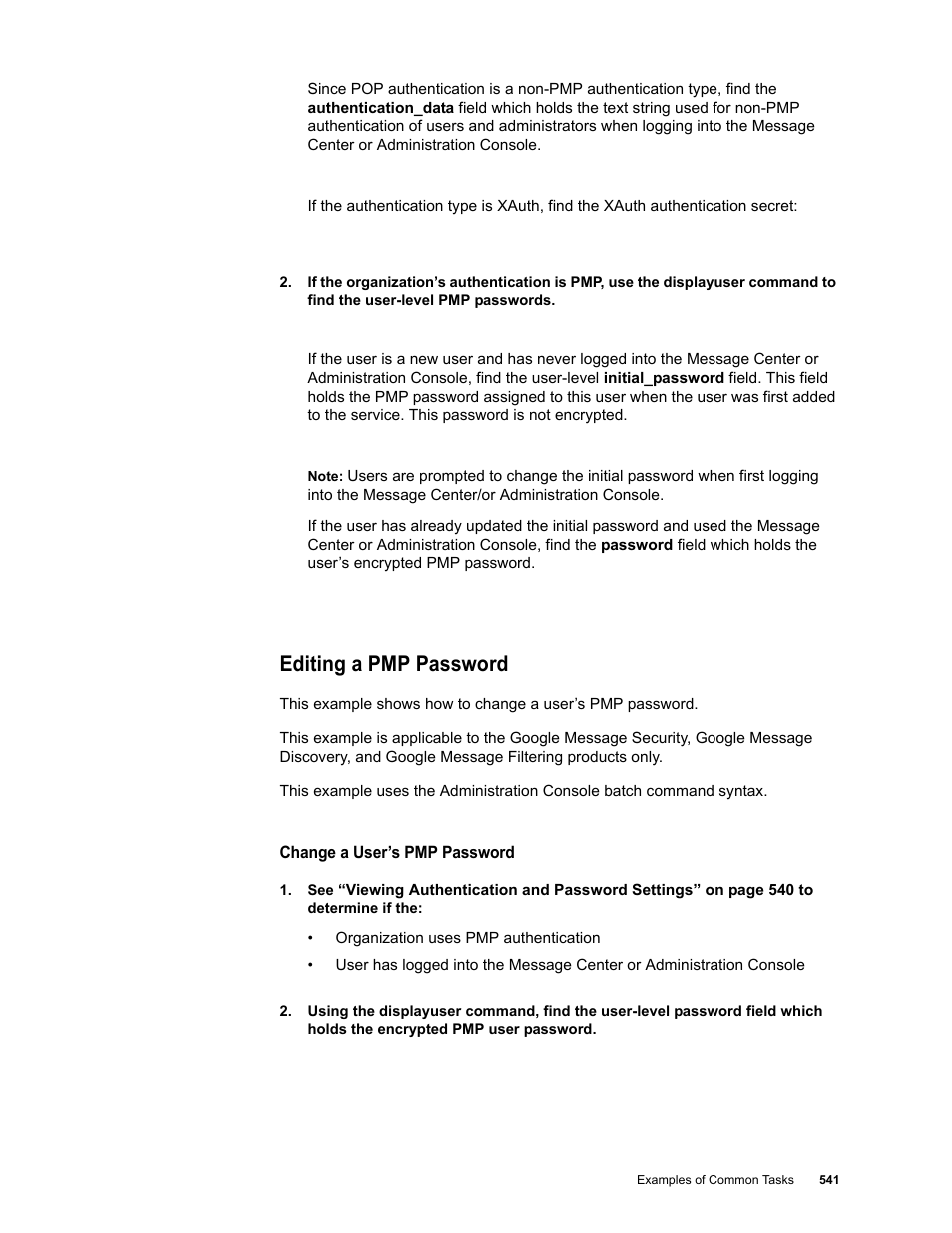 Editing a pmp password | Google Message Security Batch Reference Guide User Manual | Page 528 / 561