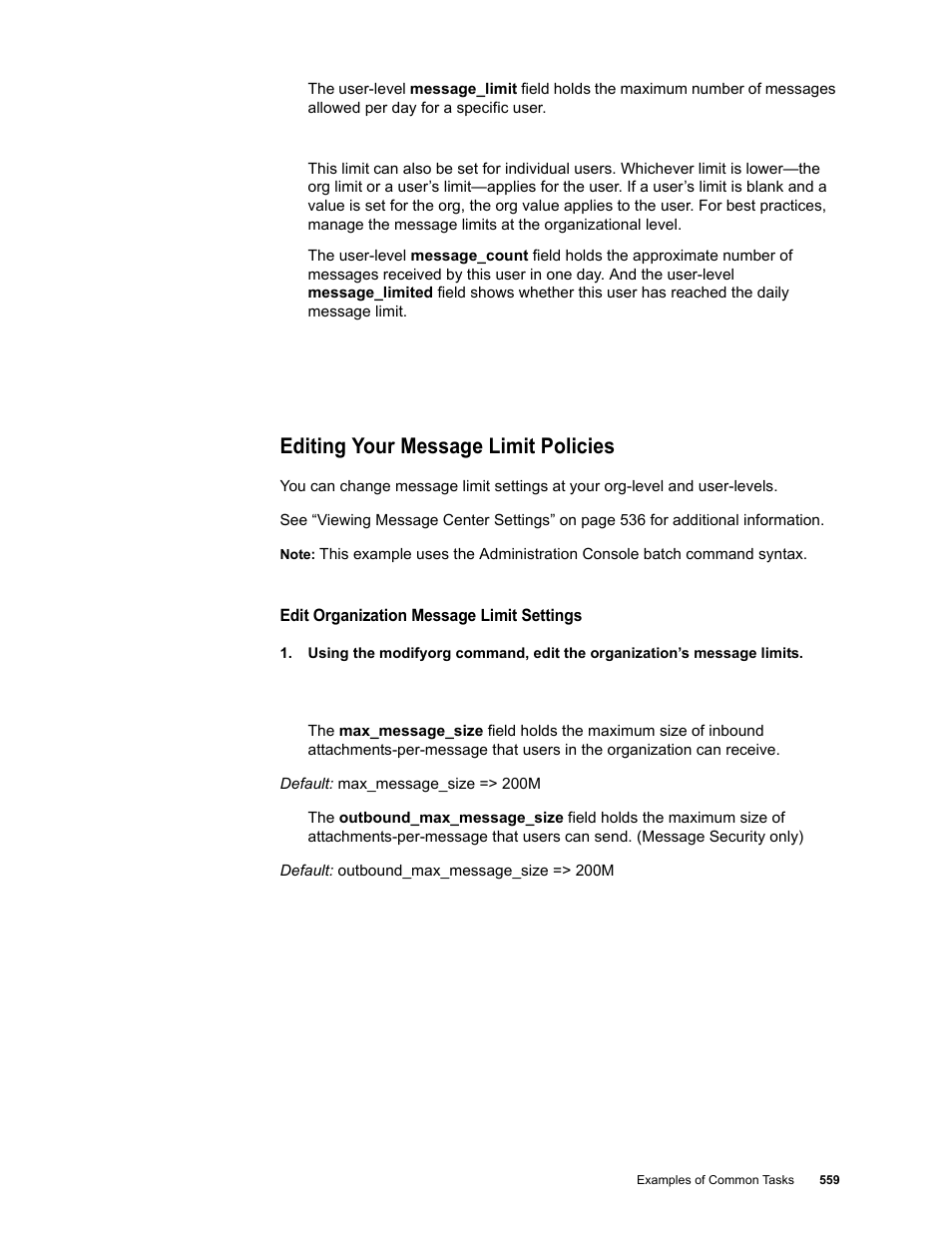 Editing your message limit policies | Google Message Security Batch Reference Guide User Manual | Page 546 / 561