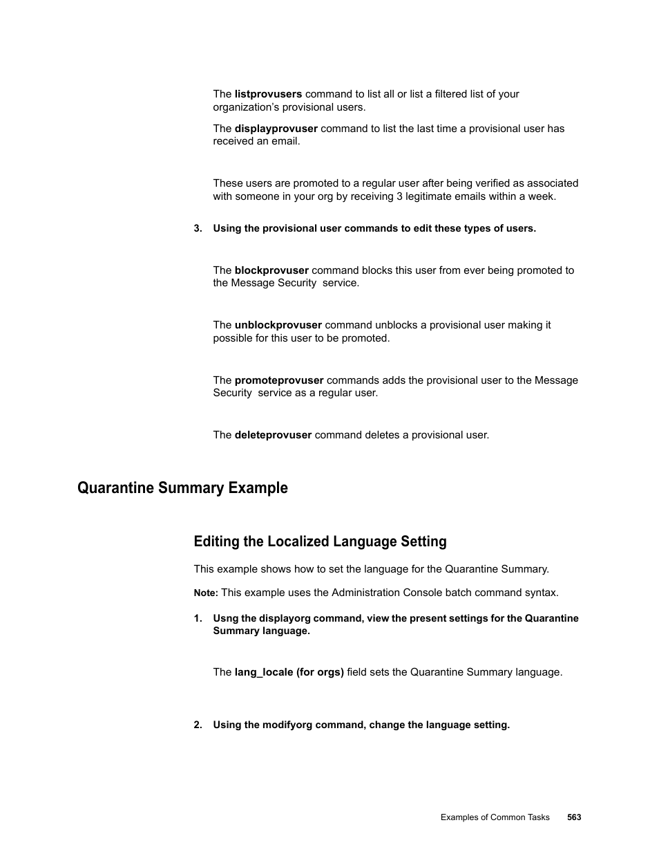 Quarantine summary example, Editing the localized language setting | Google Message Security Batch Reference Guide User Manual | Page 550 / 561