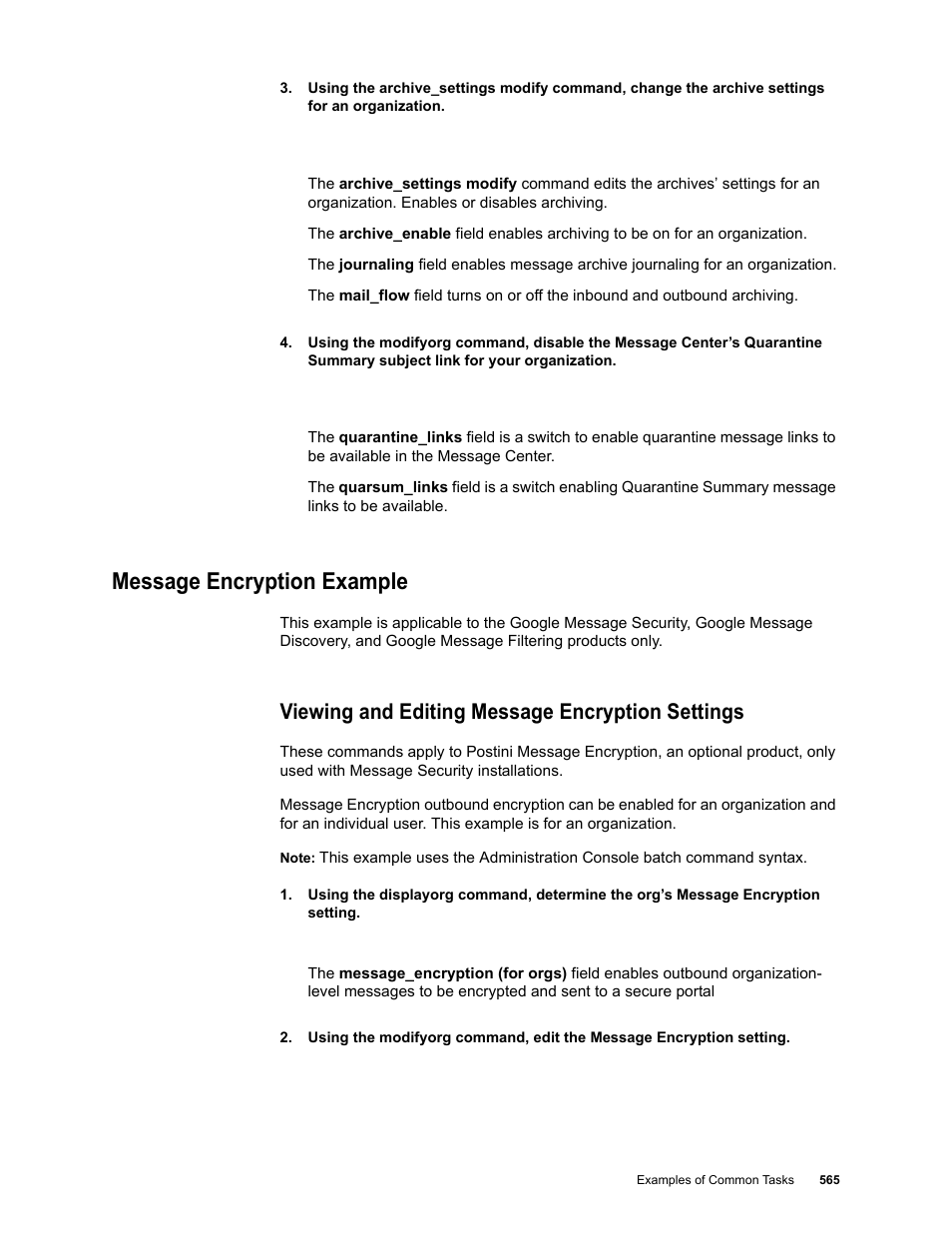 Message encryption example, Viewing and editing message encryption settings | Google Message Security Batch Reference Guide User Manual | Page 552 / 561