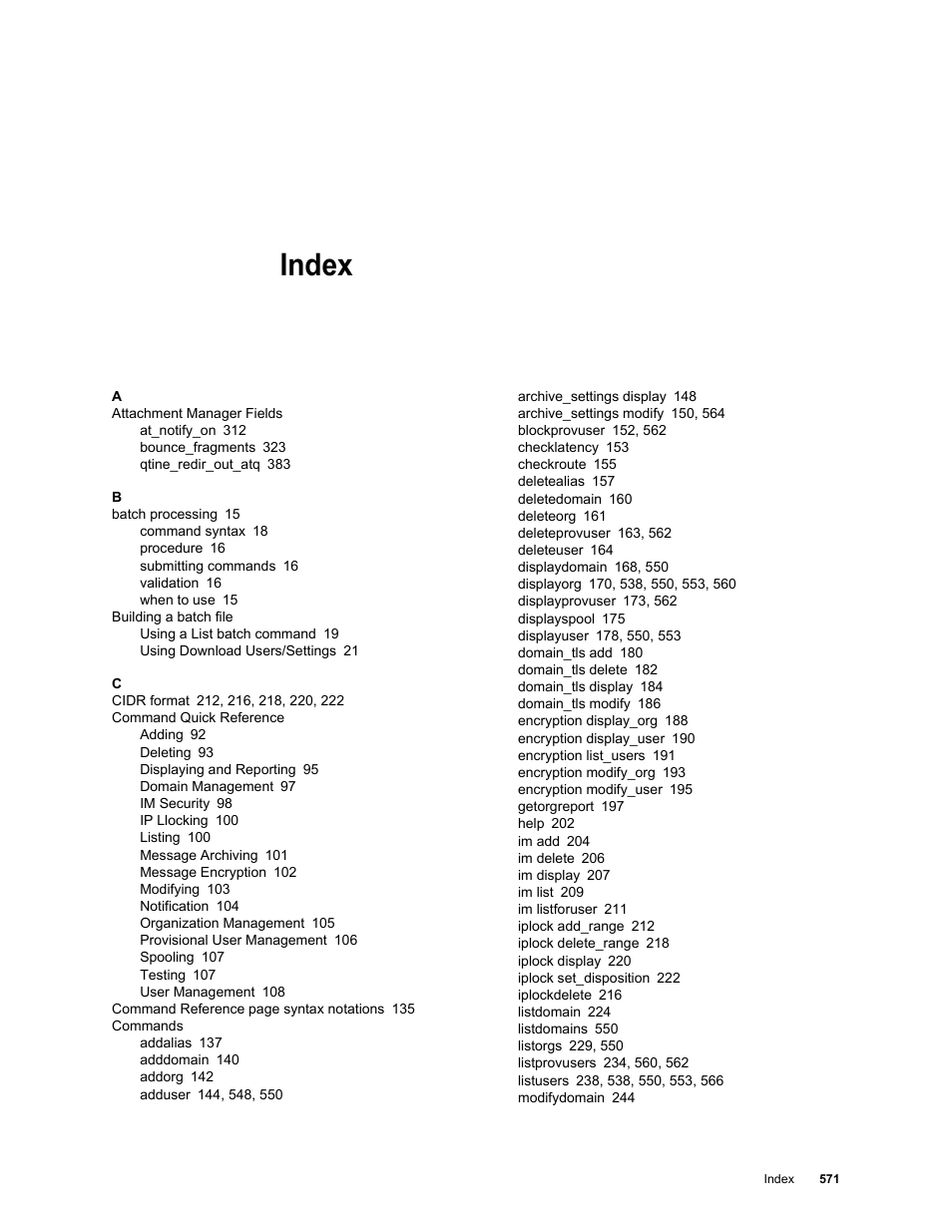 Index | Google Message Security Batch Reference Guide User Manual | Page 557 / 561