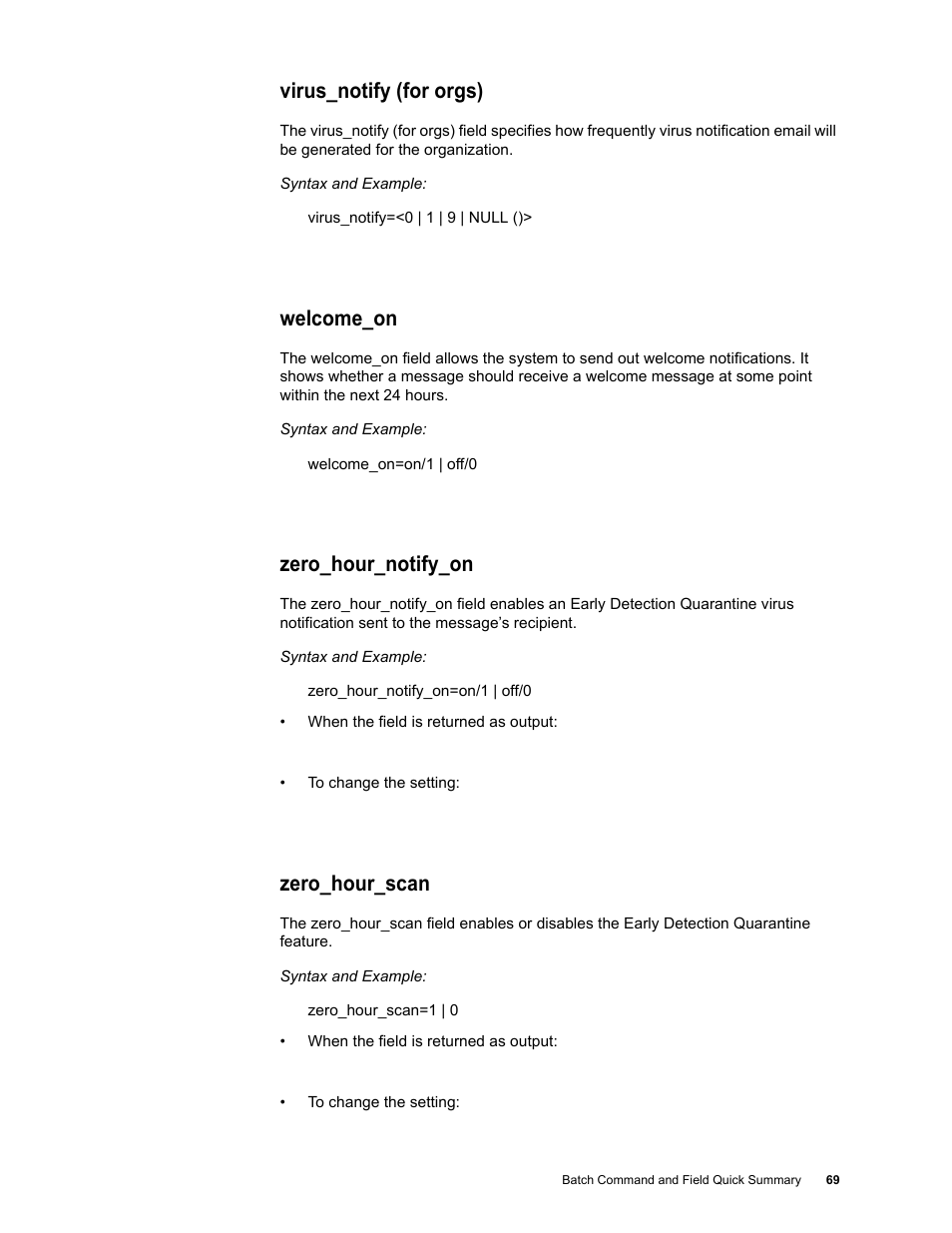 Virus_notify (for orgs), Welcome_on, Zero_hour_notify_on | Zero_hour_scan | Google Message Security Batch Reference Guide User Manual | Page 68 / 561