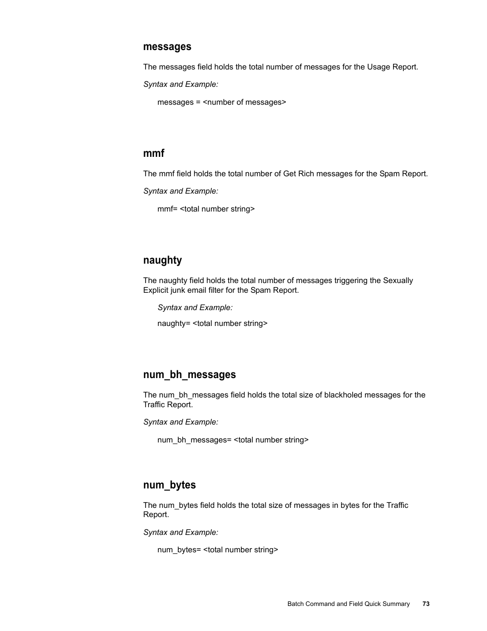 Messages, Naughty, Num_bh_messages | Num_bytes | Google Message Security Batch Reference Guide User Manual | Page 72 / 561