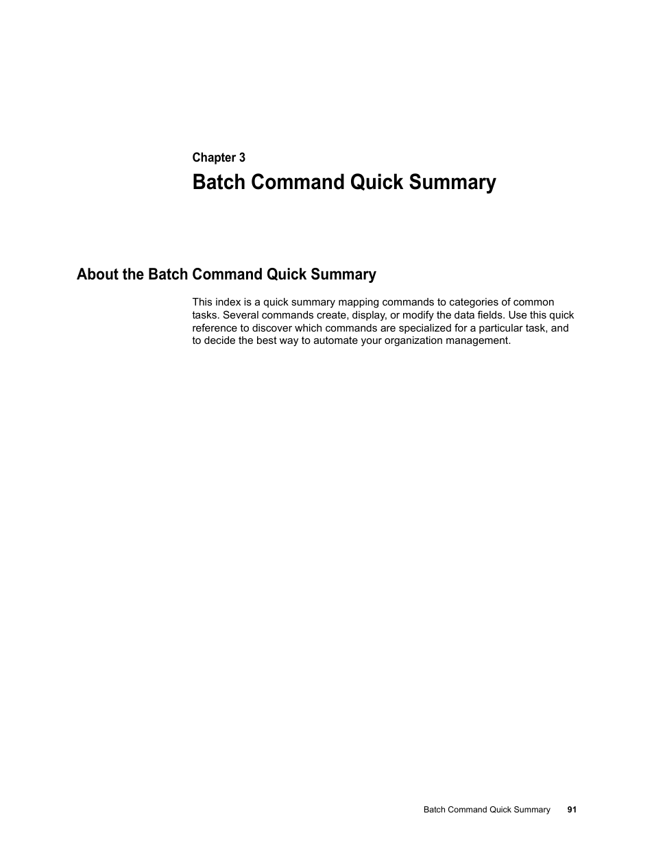 Batch command quick summary, About the batch command quick summary | Google Message Security Batch Reference Guide User Manual | Page 89 / 561