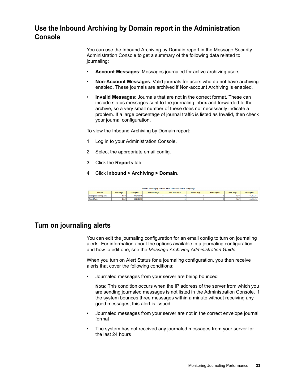 Turn on journaling alerts | Google Message Archiving Microsoft Exchange Journaling Configuration Guide For Exchange Server 2007 and 2010 User Manual | Page 31 / 33