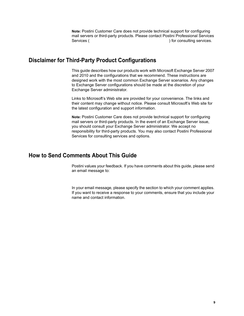 Disclaimer for third-party product configurations, How to send comments about this guide | Google Message Archiving Microsoft Exchange Journaling Configuration Guide For Exchange Server 2007 and 2010 User Manual | Page 8 / 33