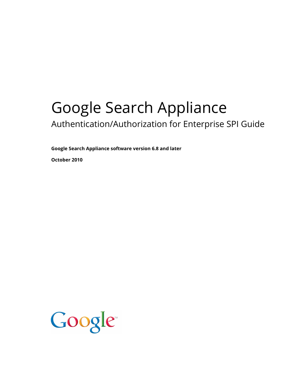 Google Search Appliance Authentication/Authorization for Enterprise SPI Guide User Manual | 33 pages