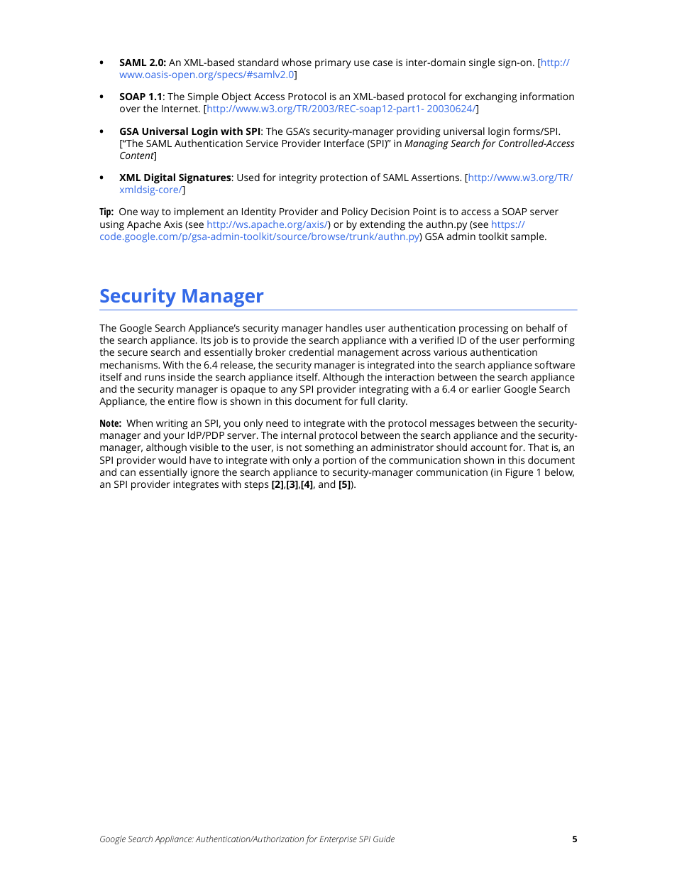 Security manager | Google Search Appliance Authentication/Authorization for Enterprise SPI Guide User Manual | Page 5 / 33