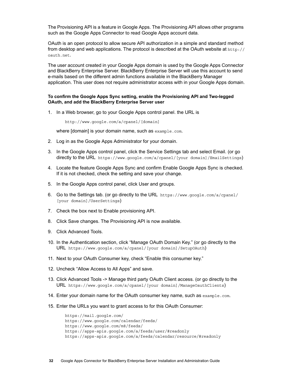 Google Apps Connector for BlackBerry Enterprise Server Installation and Administration Guide User Manual | Page 32 / 70