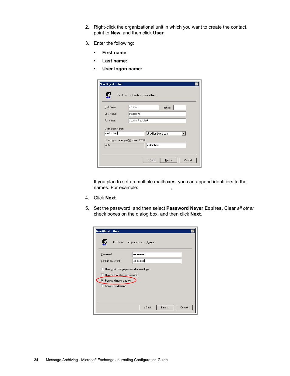 Google Message Archiving Microsoft Exchange Journaling Configuration Guide For Exchange Server 2000 and 2003 User Manual | Page 20 / 43