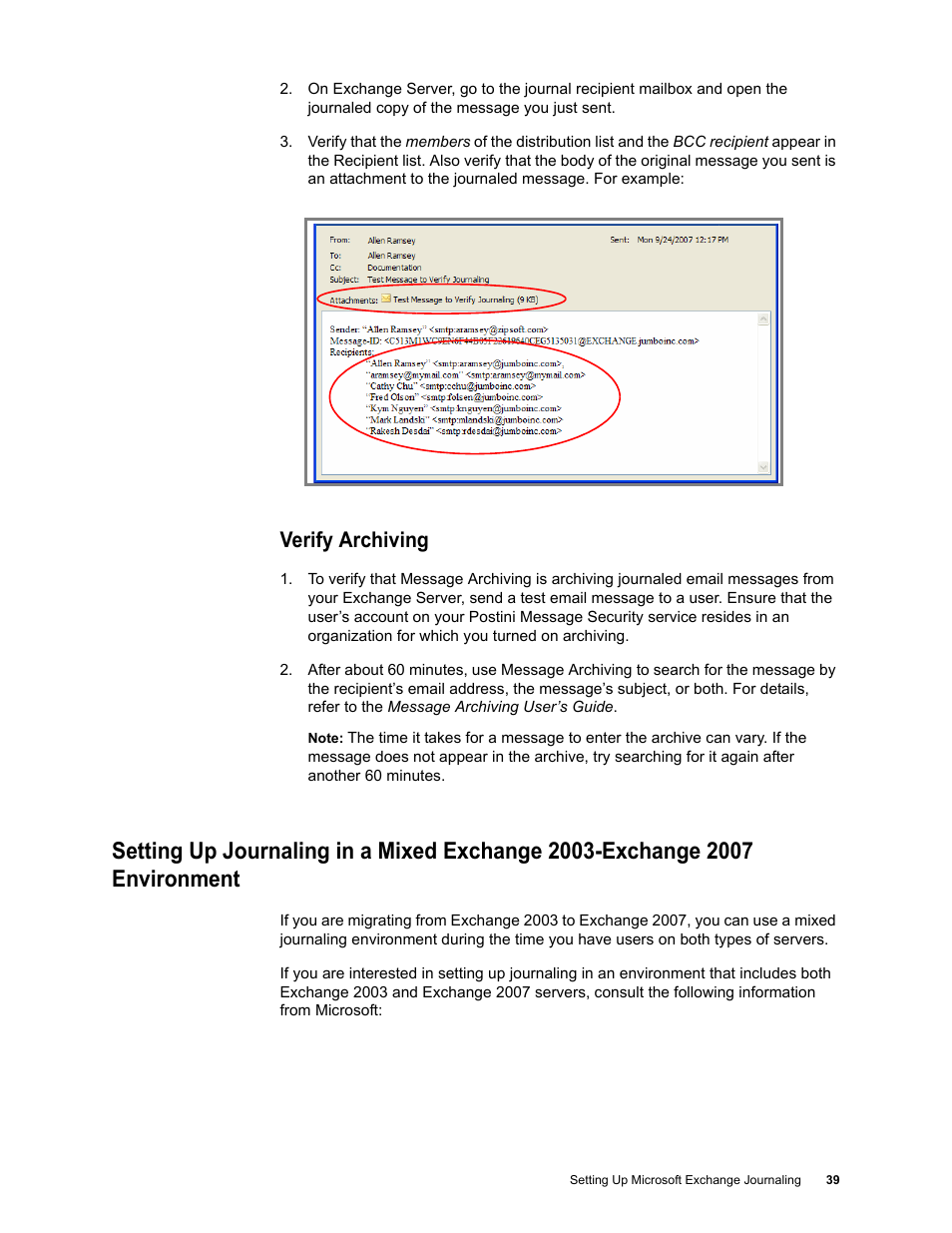 Verify archiving | Google Message Archiving Microsoft Exchange Journaling Configuration Guide For Exchange Server 2000 and 2003 User Manual | Page 35 / 43