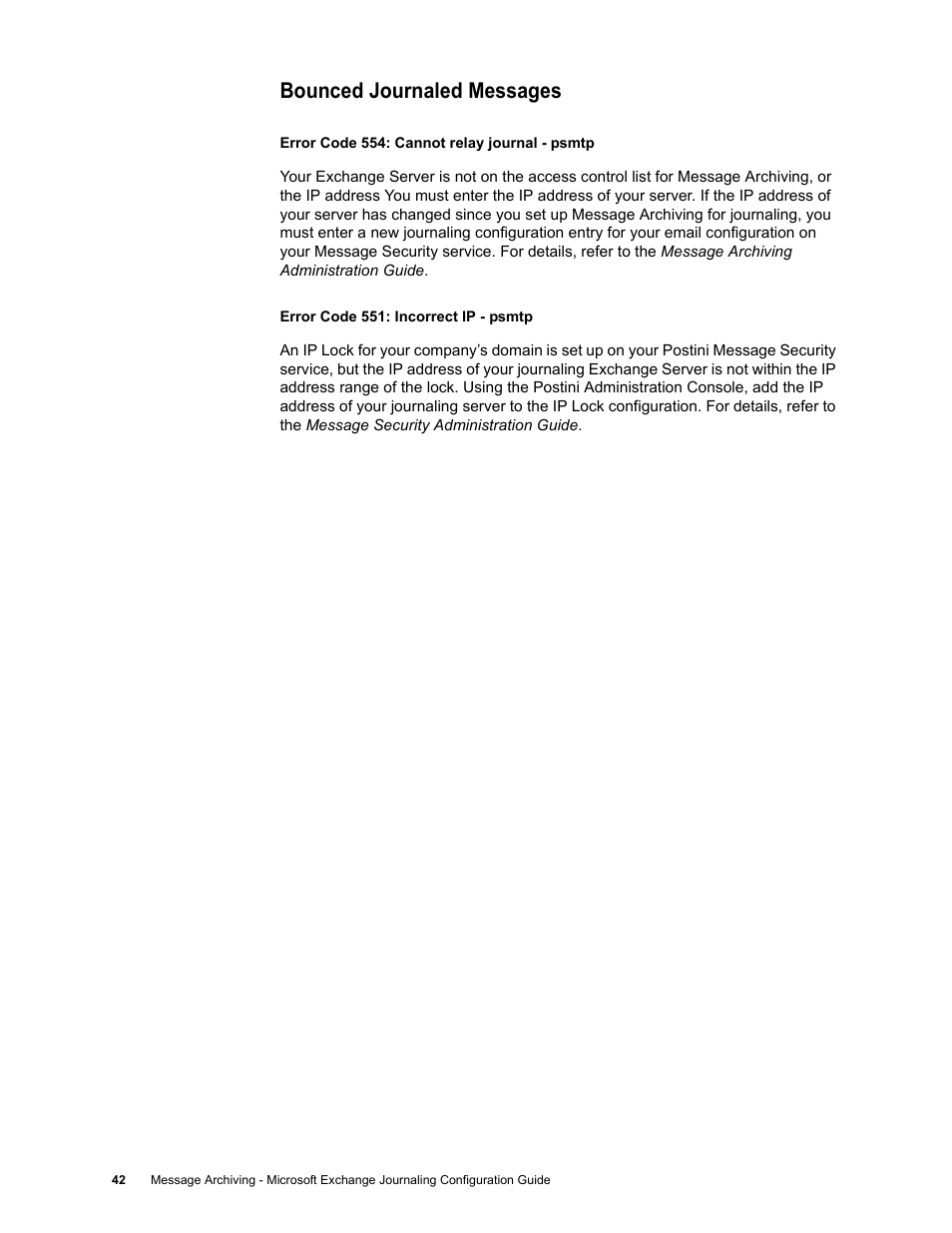 Bounced journaled messages | Google Message Archiving Microsoft Exchange Journaling Configuration Guide For Exchange Server 2000 and 2003 User Manual | Page 38 / 43