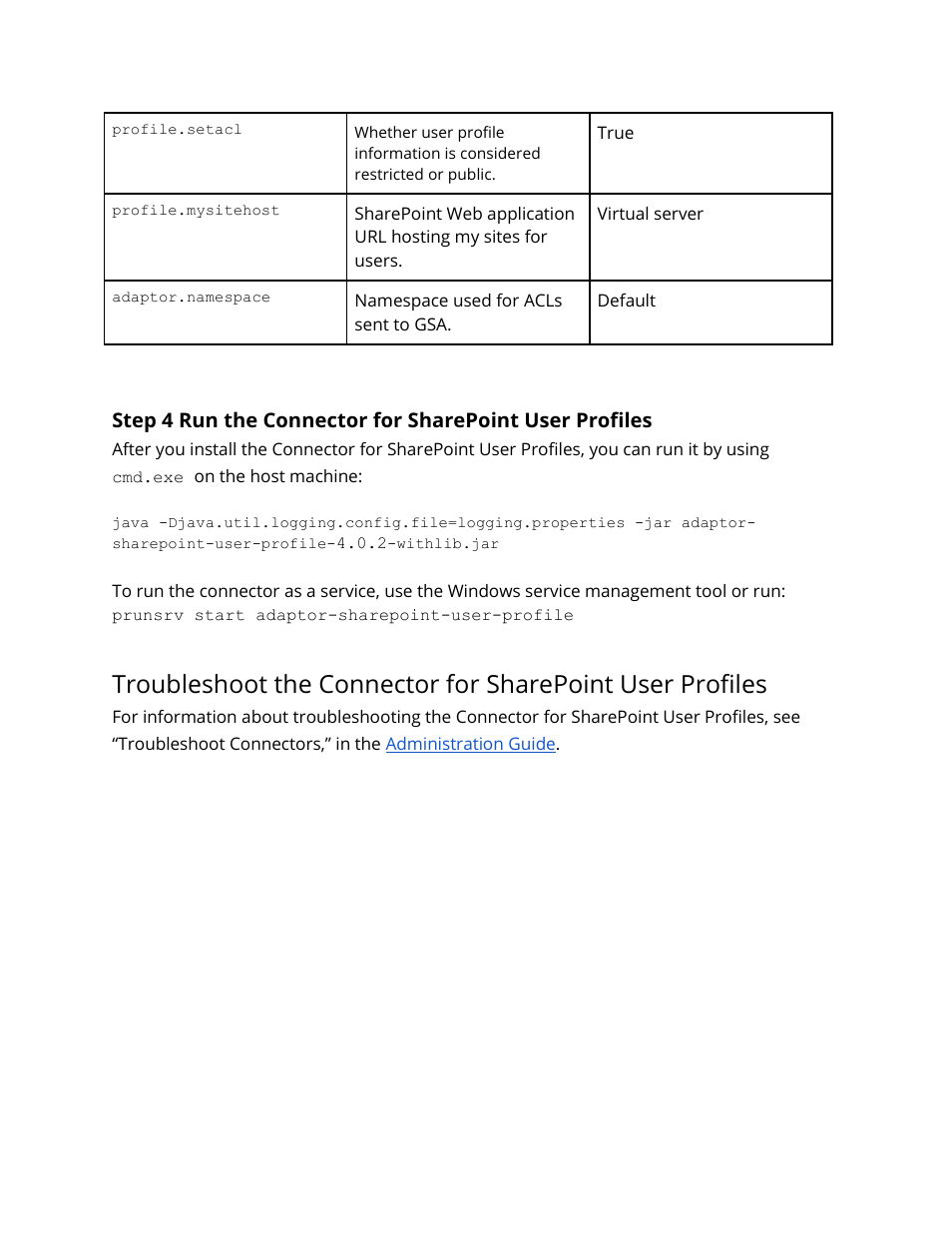 Run the connector for sharepoint user profiles | Google Search Appliance Connectors Deploying the Connector for SharePoint User Profiles User Manual | Page 11 / 11