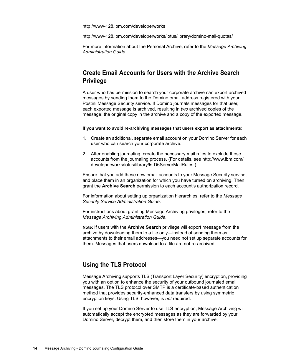 Using the tls protocol | Google Message Archiving Lotus Domino Journaling Configuration Guide For Domino Server 6.5.4 - 8.5 User Manual | Page 11 / 36