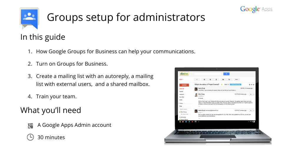 Google Groups setup for administrators User Manual | 20 pages