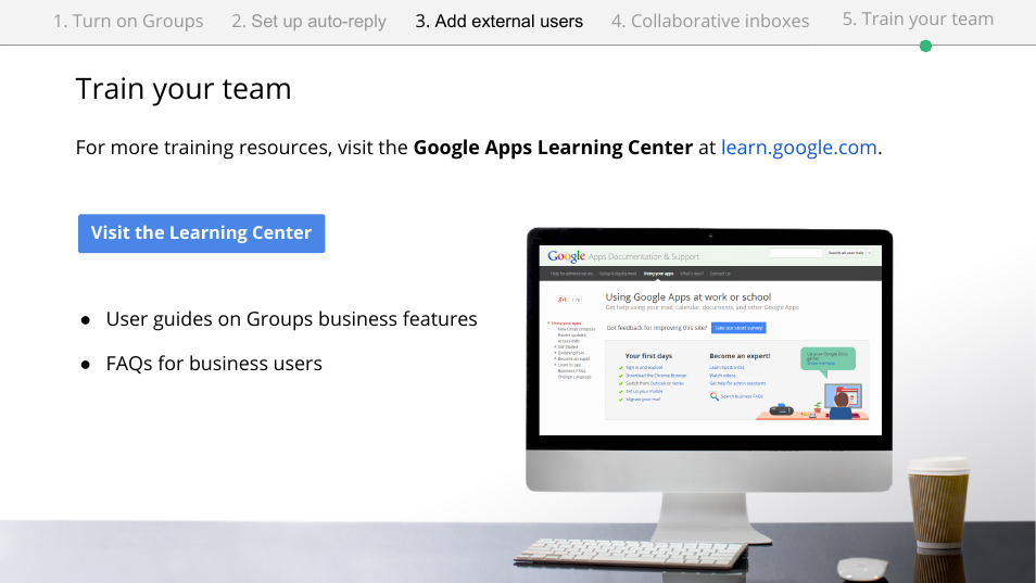 Train your team | Google Groups setup for administrators User Manual | Page 19 / 20