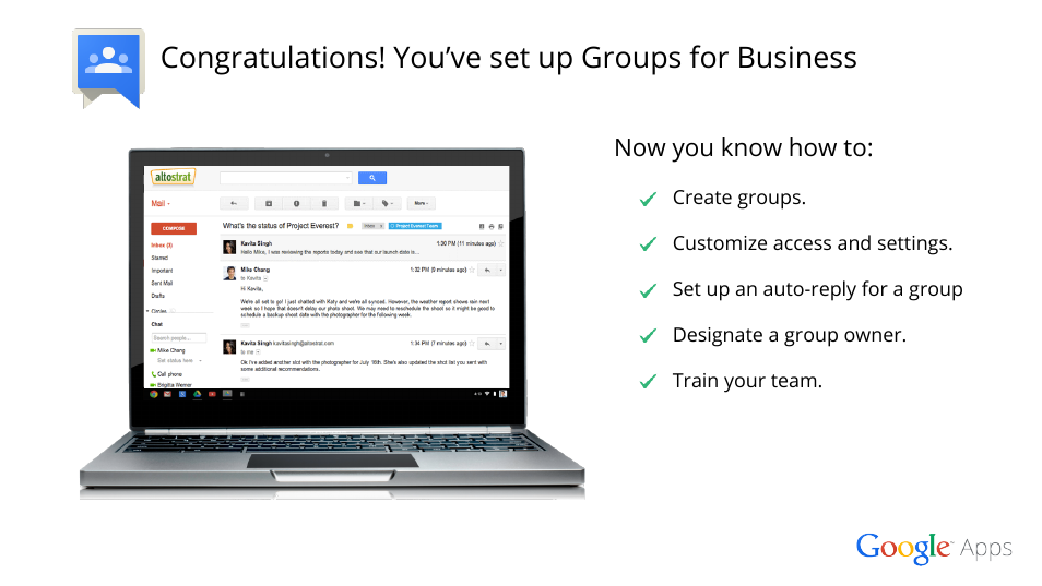 Now you know how to | Google Groups setup for administrators User Manual | Page 20 / 20