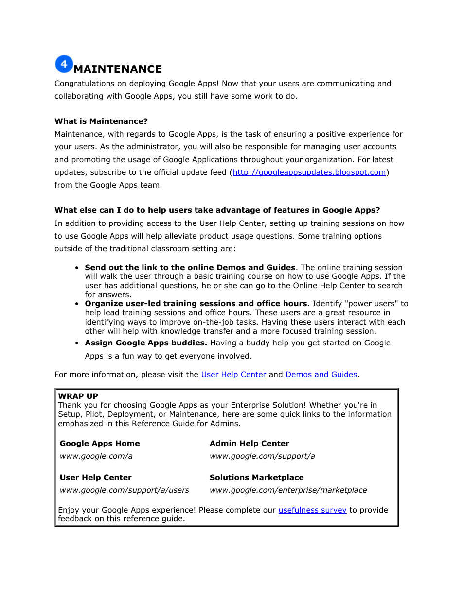 Maintenance | Google Apps Premier Edition Reference Guide for Administrators User Manual | Page 8 / 8