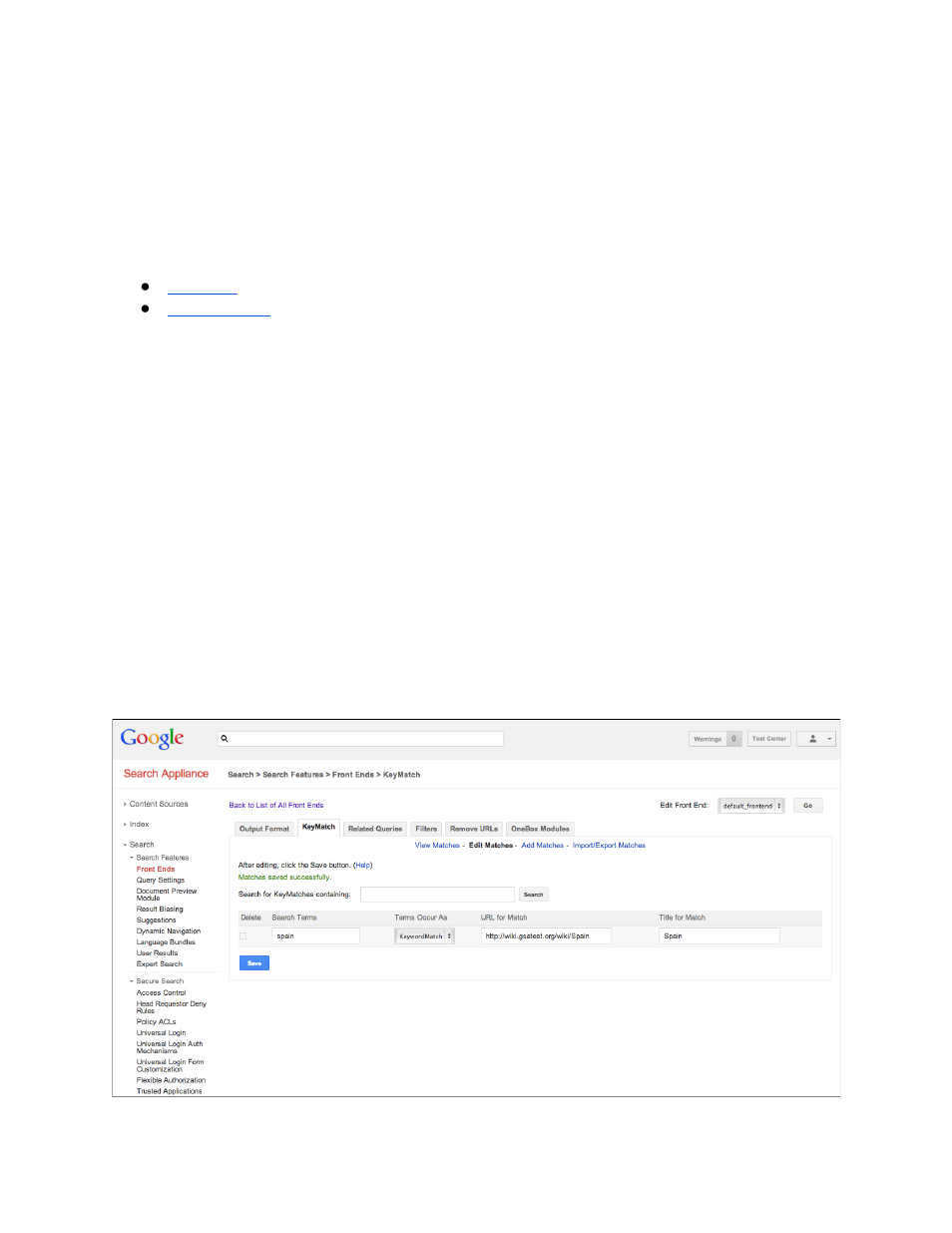 Chapter 3 using additional features, Keymatch | Google Search Appliance Getting Started Guide User Manual | Page 14 / 20