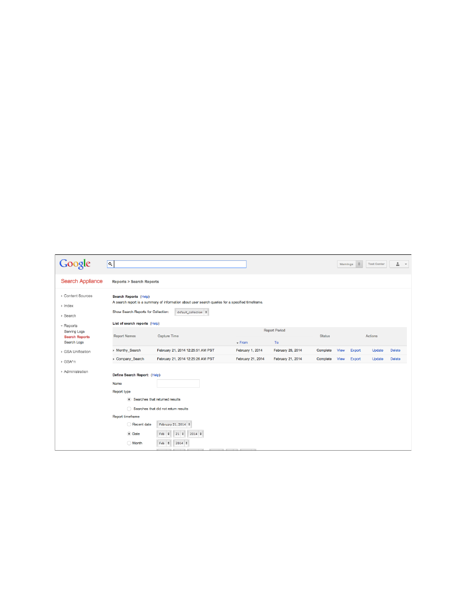 Search reports | Google Search Appliance Getting Started Guide User Manual | Page 16 / 20