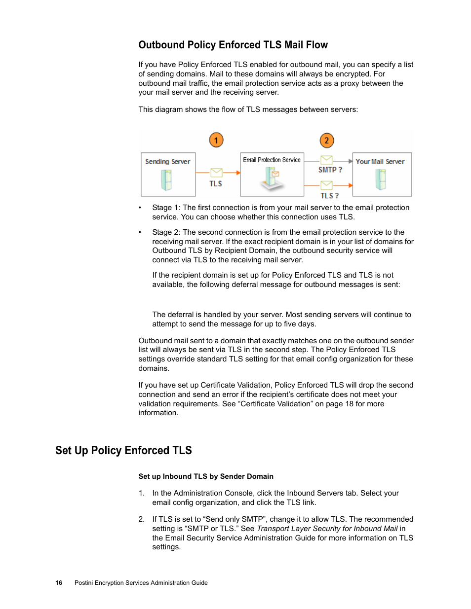 Outbound policy enforced tls mail flow, Set up policy enforced tls | Google Message Encryption Administration Guide User Manual | Page 15 / 59
