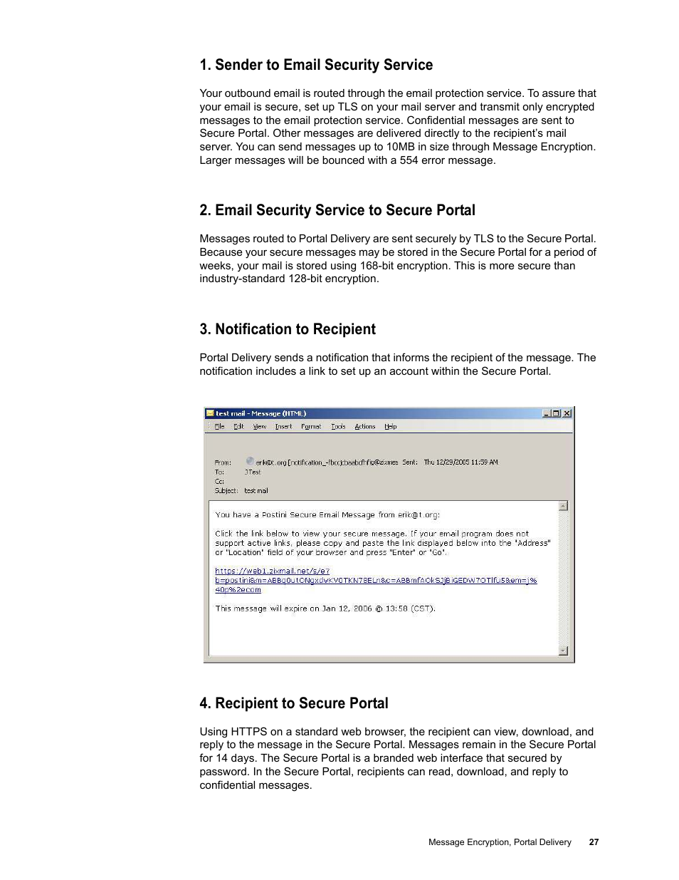 Sender to email security service, Email security service to secure portal, Notification to recipient | Recipient to secure portal | Google Message Encryption Administration Guide User Manual | Page 26 / 59