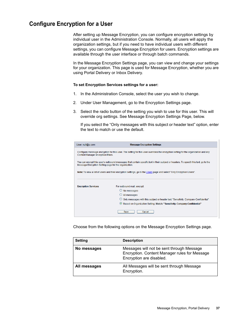 Configure encryption for a user | Google Message Encryption Administration Guide User Manual | Page 36 / 59