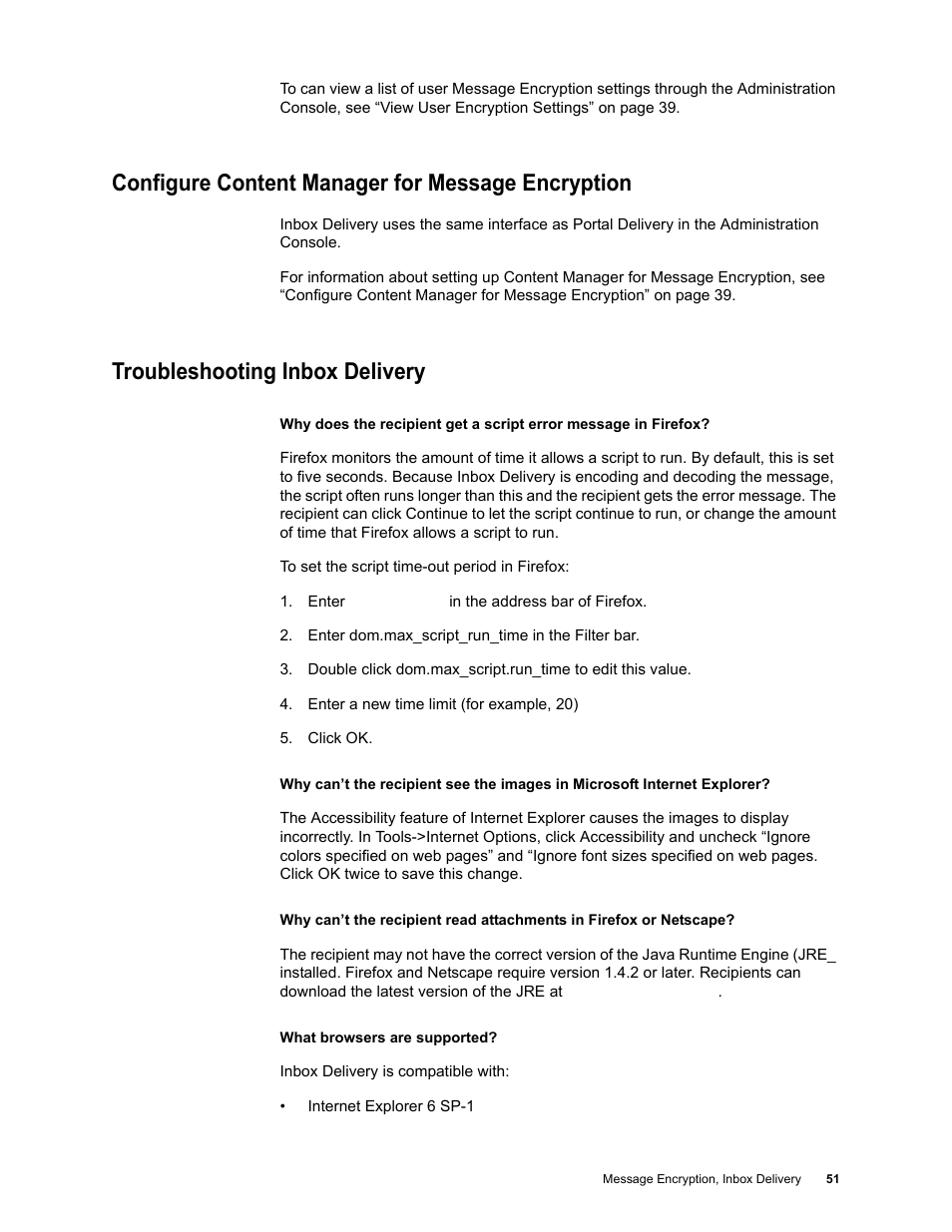 Configure content manager for message encryption, Troubleshooting inbox delivery | Google Message Encryption Administration Guide User Manual | Page 50 / 59