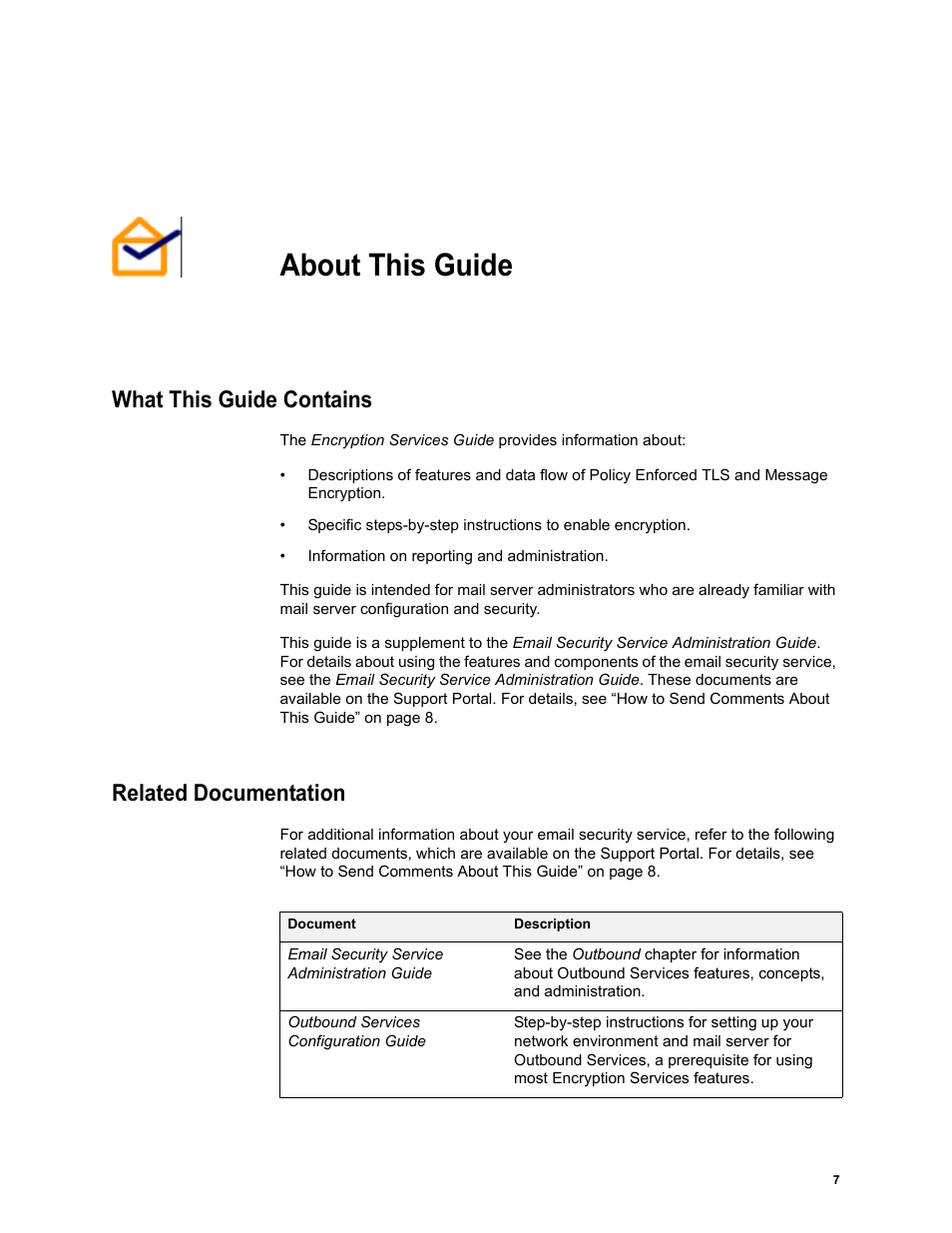 About this guide, What this guide contains, Related documentation | Google Message Encryption Administration Guide User Manual | Page 6 / 59