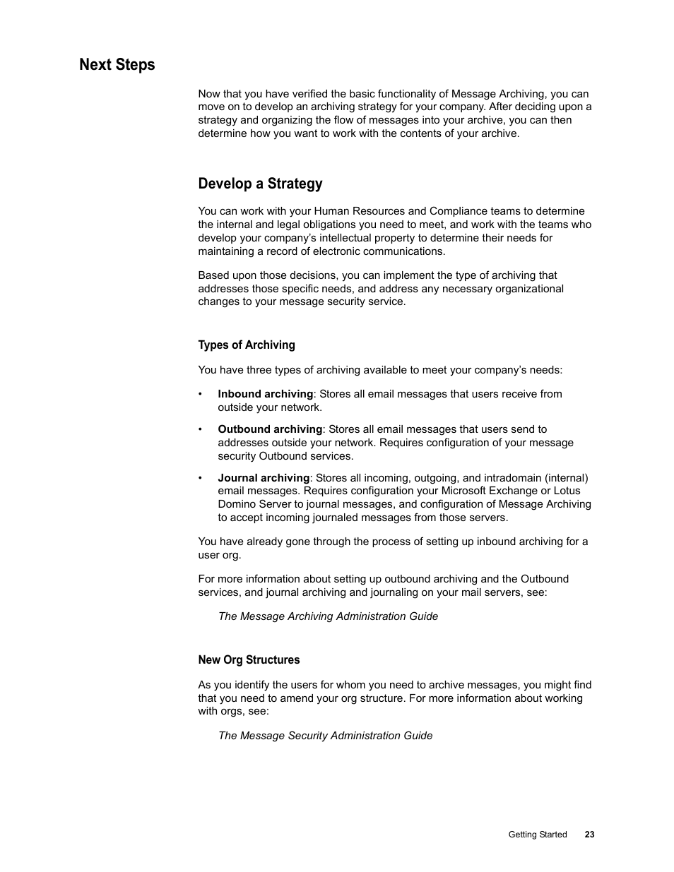 Next steps, Develop a strategy | Google Message Archiving Quick Start User Manual | Page 23 / 26